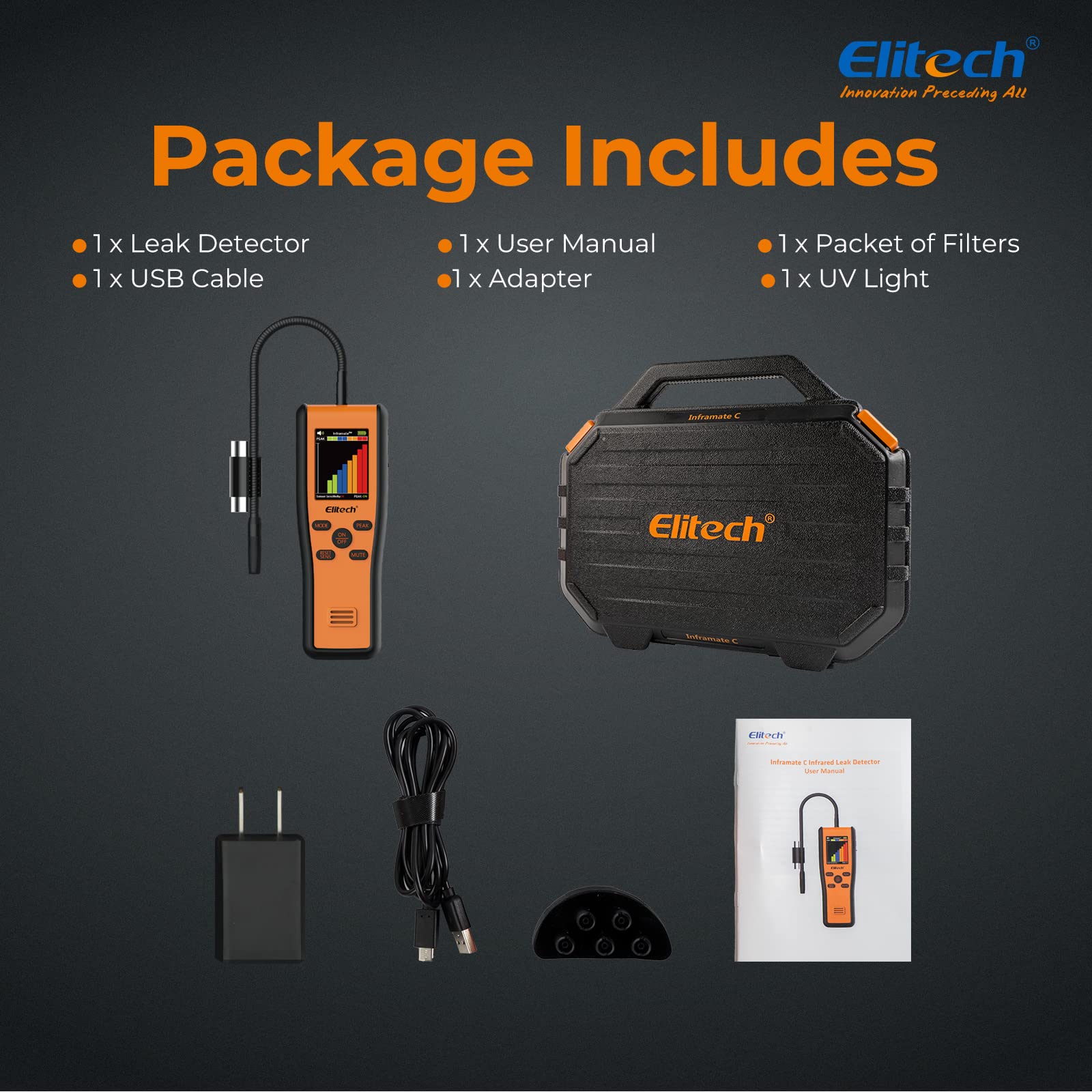 Elitech Inframate C Infrared R-744 Refrigerant Leak Detector - High Accuracy CO2 Leakage Tester for HVAC, Automotive & Industrial Use | Carbon Dioxide Gas Detection Tool for Refrigeration Systems