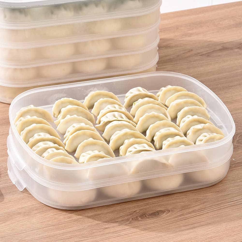 VALINK Food Grade Dumpling Storage Container - BPA Free Transparent Plastic Food Storage Box with Lid, Stackable Kitchen Organizer for Refrigerator & Freezer | Perfect for Meal Prep, Leftovers, Snacks & Party Platters