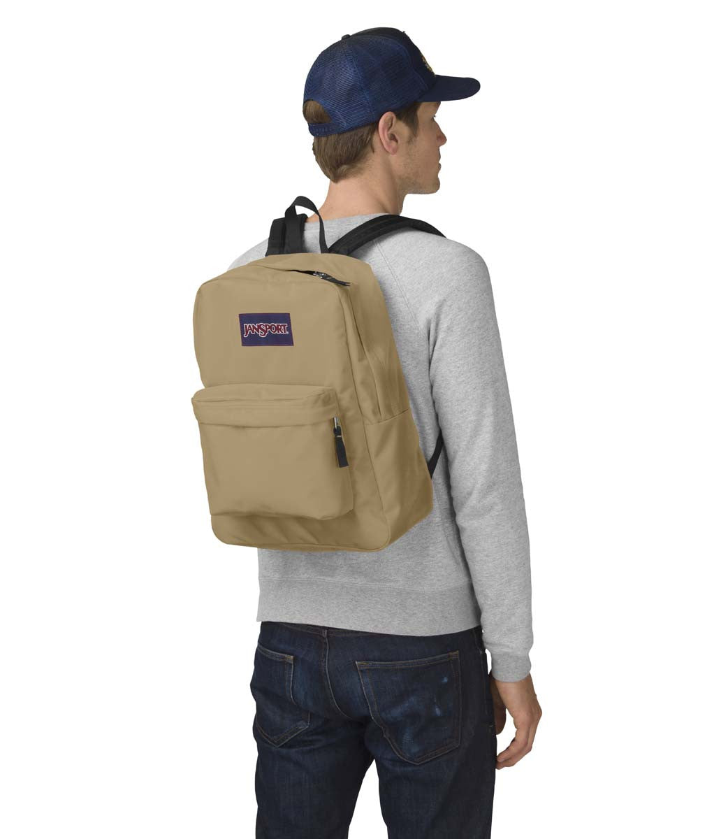 JANSPORT Superbreak Backpack - Lightweight Laptop Backpack for School & Travel, Durable Field Tan Color | Perfect for College Students, Commuters & Outdoor Adventures