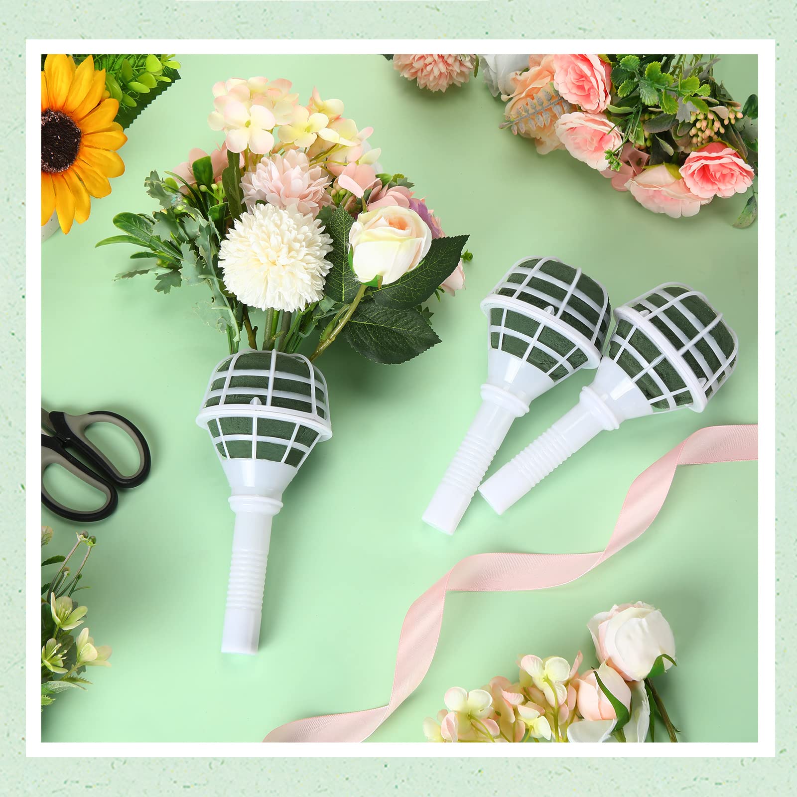 Zubebe 30 Pack Wedding Bouquet Holder Foam Floral Handle - Bridal Bouquet Holders for Artificial Flower Arrangement, DIY Wedding Decorations & Gardening Supplies - Perfect for Bridal Showers, Wedding Centerpieces & Home Decor