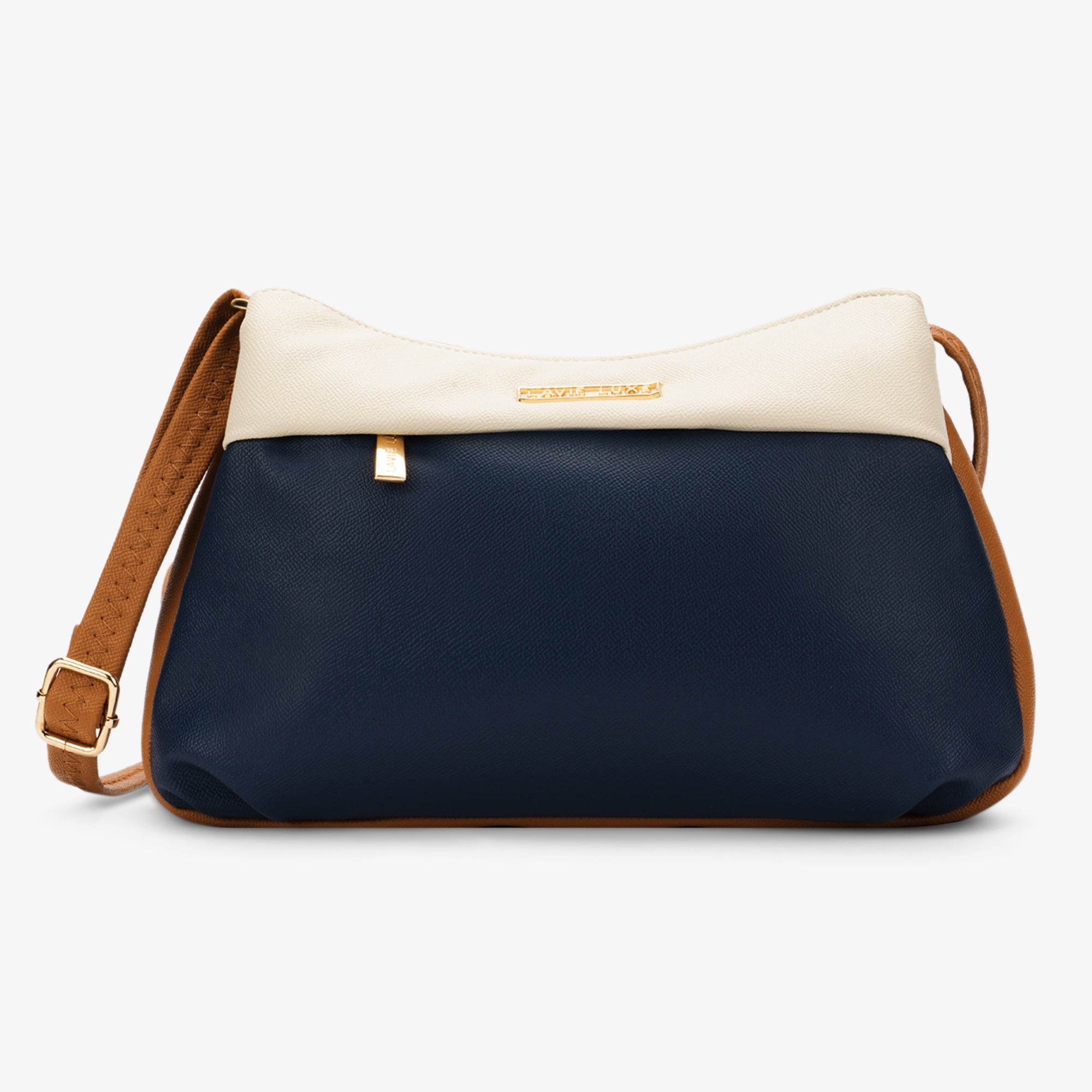 Lavie Luxe Rose Navy Medium Women's 3 Compartment Sling Bag - Stylish Crossbody Purse for Work, Travel & Everyday Use