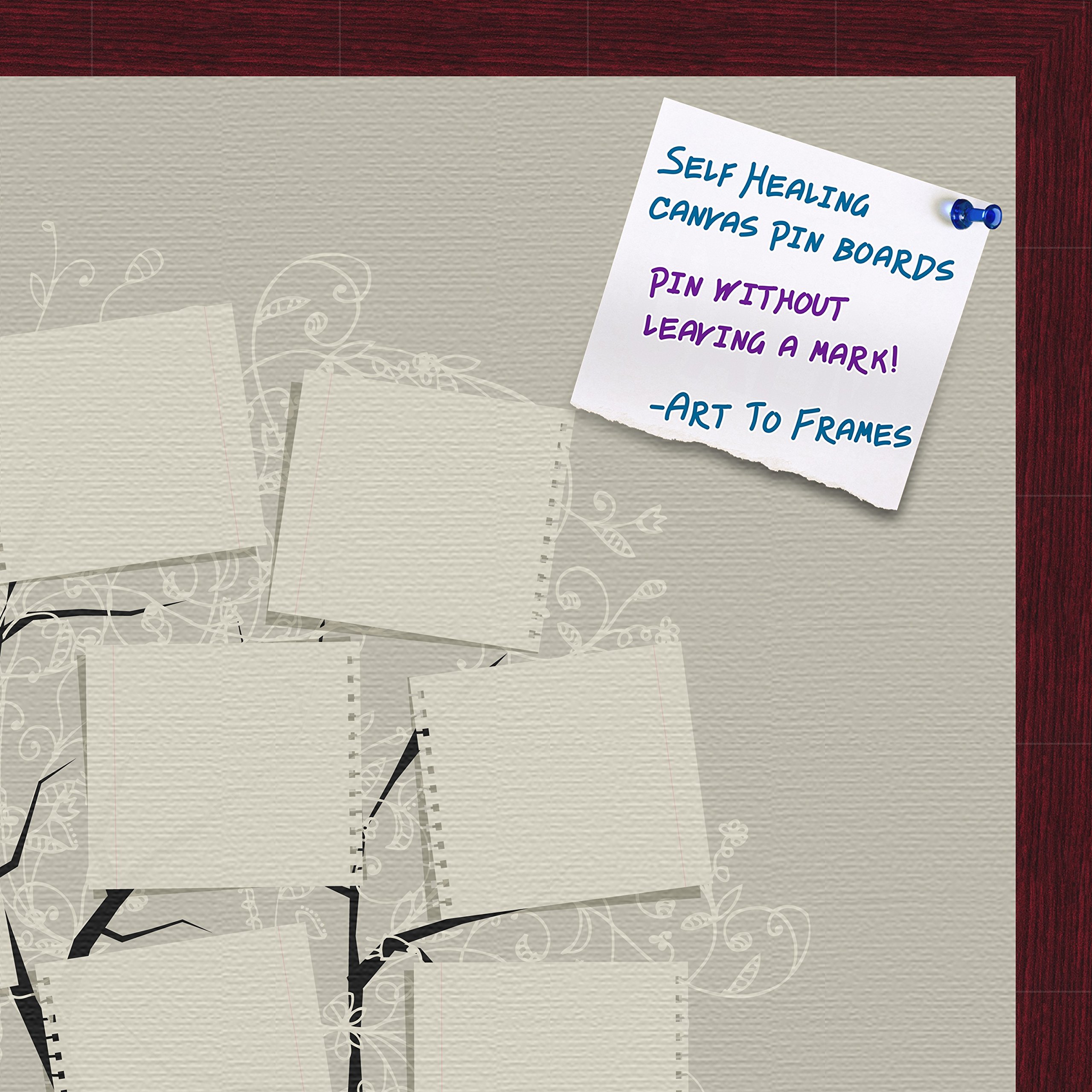 PinPix 24x24 Inch Decorative Cork Bulletin Board - Canvas Abstract Family Tree Design with Notepad & Text Cards, Blue Stained Beech Wood Frame (PinPix-788) | Perfect for Home Office, Dorm Room & Gift Ideas