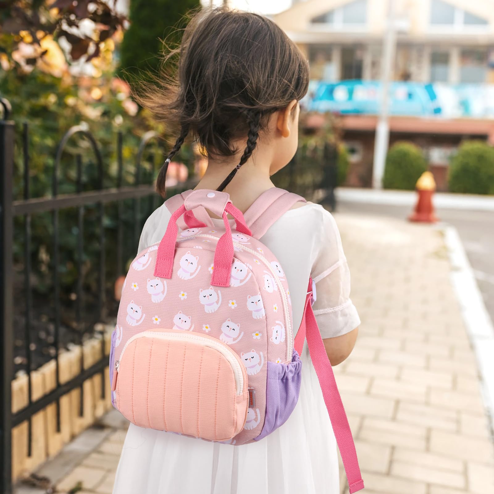 GAGAKU Cute Pink Cat Toddler Backpack for Girls 2-6 Years - Breathable Mini Preschool Backpack for School, Travel & Daycare - Lightweight Kids Backpack with Adjustable Straps | Perfect for Kindergarten, Playdates & Family Outings