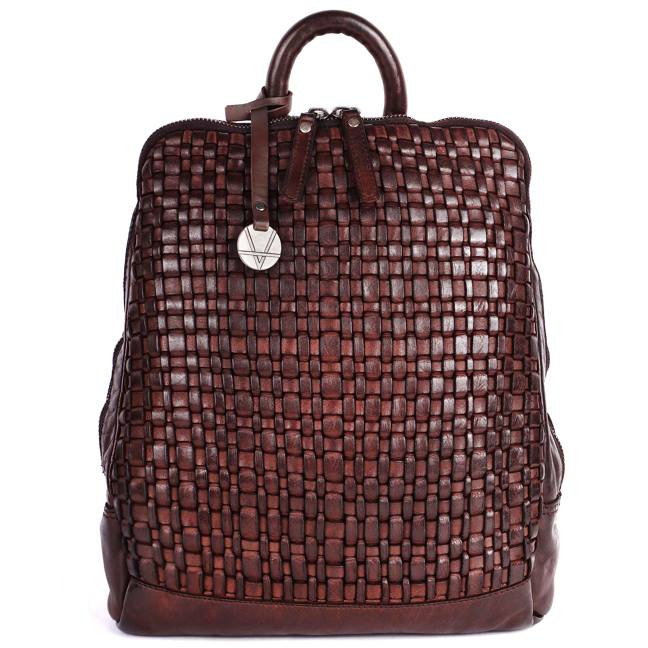 12.5 Inch Genuine Leather Backpack for Women & Men - Adjustable Shoulder Straps, Durable Brown Leather Laptop Backpack - Perfect for Work, Travel & School