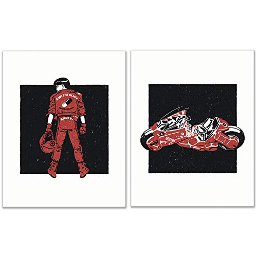 Akira Movie Poster Set of 2 - 8x10 Anime Wall Art Prints for Home & Office Decor - Perfect for Living Room, Bedroom, or Manga Fan's Aesthetic Space