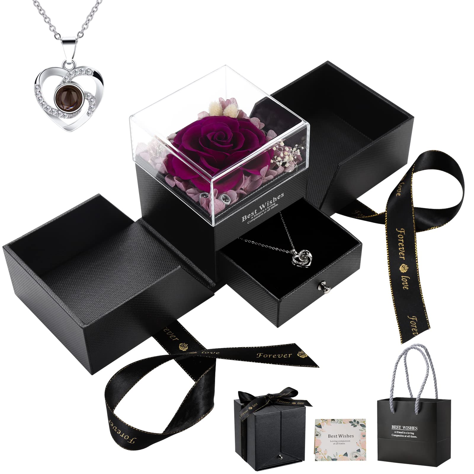 LOVCAS Preserved Rose Gift Box - Romantic 'I Love You' Valentine's Day Gifts for Her, Girlfriend, Wife or Mom - Perfect Birthday & Anniversary Present - Long-Lasting Rose for Home Decor, Bedroom, Office Desk