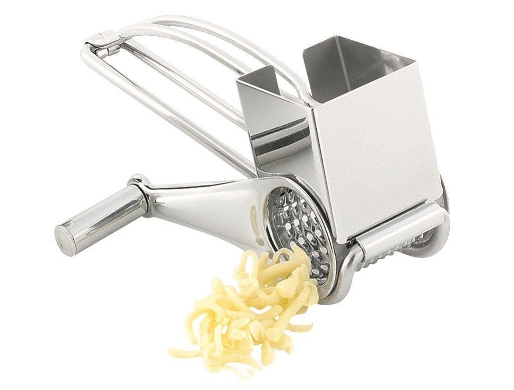 Premium Avanti Stainless Steel Rotary Cheese Grater - Easy Shredding for Parmesan, Cheddar & Hard Cheeses - Perfect for Pasta, Pizza, Salads & Home Cooking