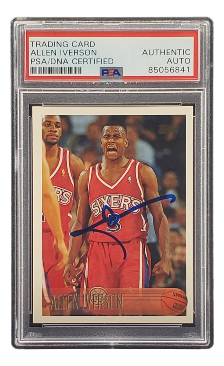 Authentic Allen Iverson Signed 1996 Topps #171 Philadelphia 76ers Rookie Card PSA/DNA Certified - Perfect for NBA Memorabilia Collections & Sports Fan Gifts