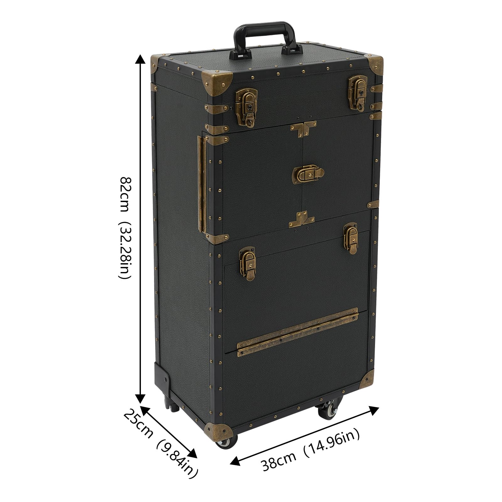 Professional Rolling Cosmetic Case - Lockable Makeup Organizer Suitcase for Travel & Salon | Hairstylist & Beautician Storage Trolley with Wheels | Perfect for Makeup Artists, Hairdressers & Beauty Professionals (Black) - Great for Mobile Salons, Wedding Makeup Services & Travel Cosmetics Organization