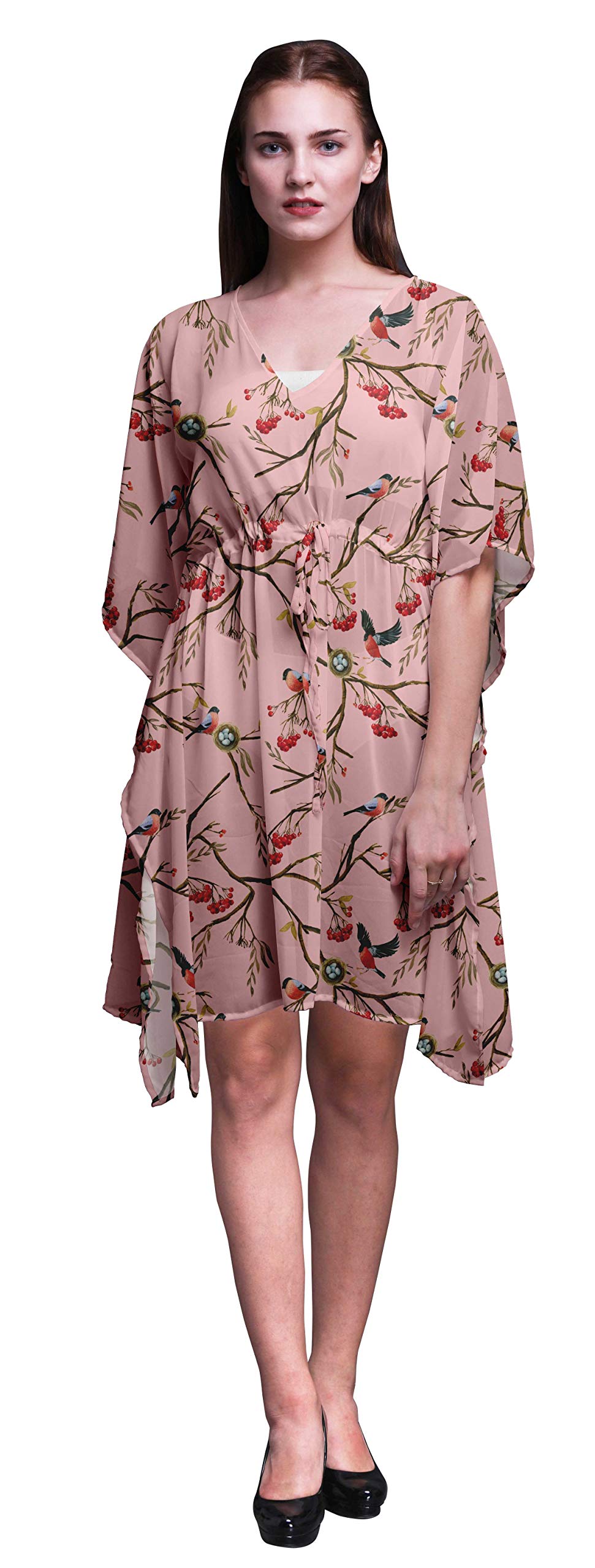 Bimba Women's Short Caftan Midi Dress - Beach Cover Up, Swimwear Wrap, Boho Summer Dress for Poolside, Vacation & Resort Wear