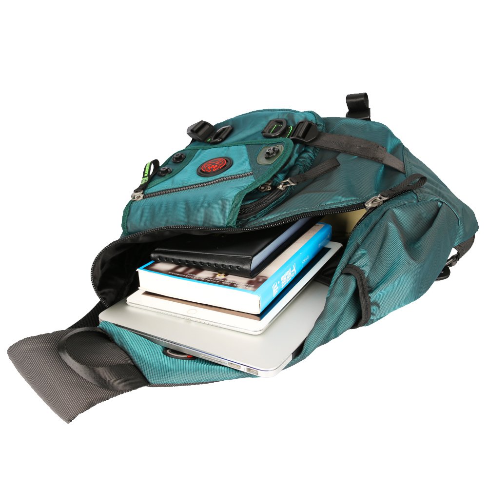 Large Sling Bag for Laptop - Crossbody Messenger Backpack with Shoulder Strap, Travel Rucksack for Men & Women (Dark Green) - Perfect for Commuting, Work, Gym & Outdoor Adventures