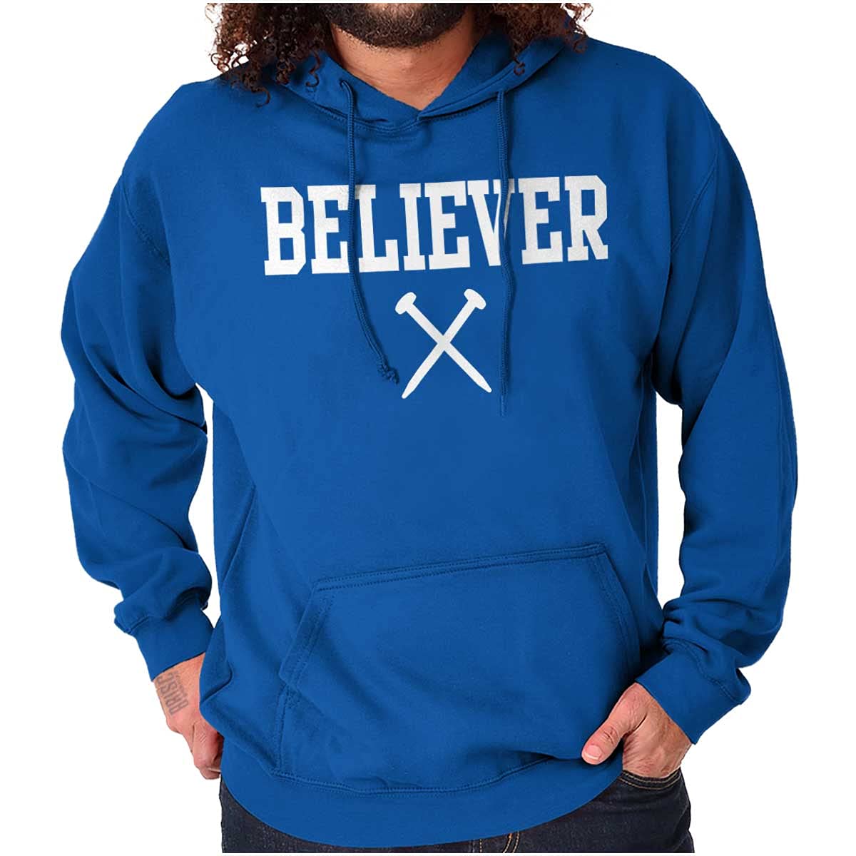 Christian Cross Hoodie Sweatshirt for Women & Men - Teaze Believer Classic Design - Perfect for Church, Bible Study & Faith-Based Events