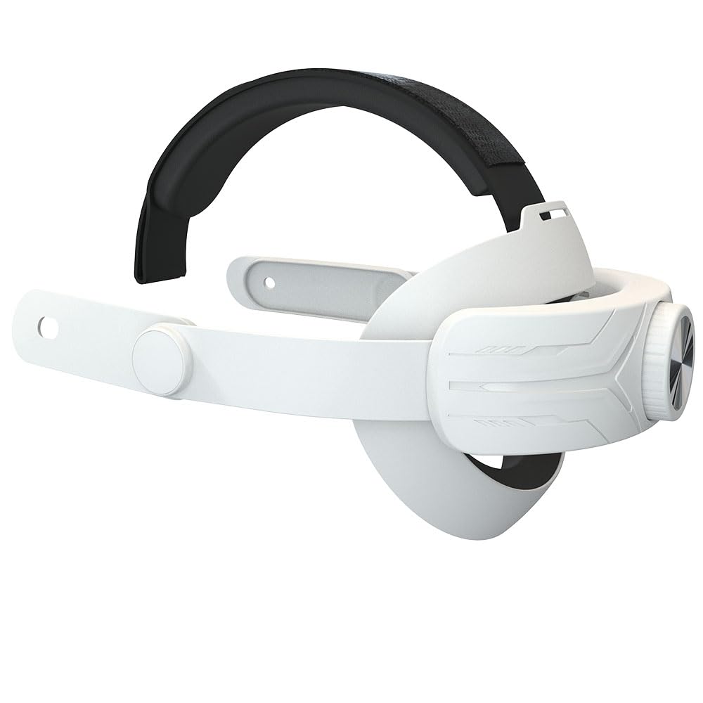 CRGANGZY Adjustable Head Strap for Meta Quest 3 - Lightweight Comfortable Replacement Headband Reduces Face Pressure - Ergonomic Design (White) - Perfect for VR Gaming, Workouts & Extended Play Sessions