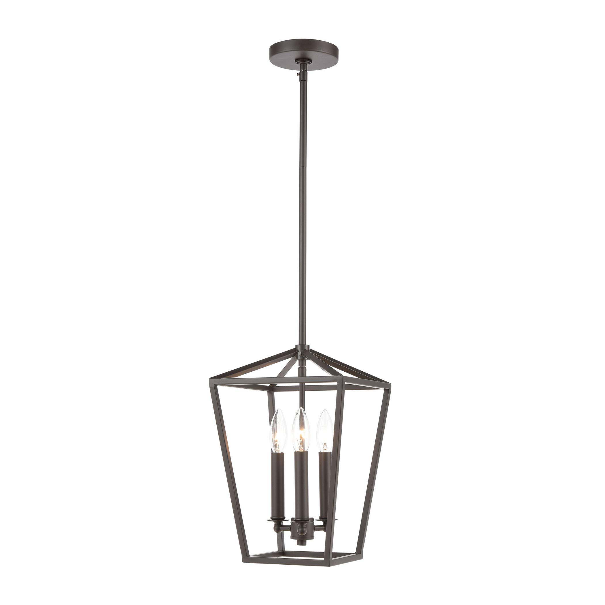 Fairfax 3-Light Mini Pendant Light Fixture in Oil Rubbed Bronze Finish - Perfect for Kitchen Island, Dining Room, or Entryway Lighting