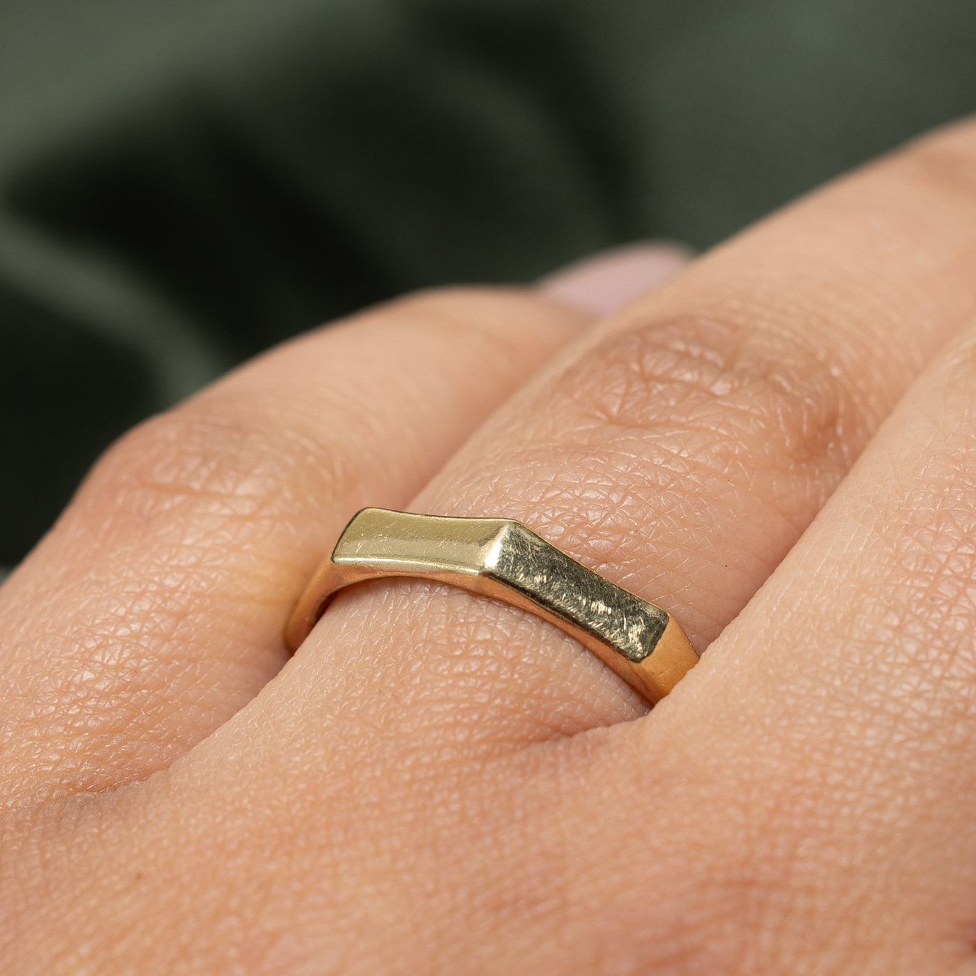 14K Yellow Gold Hexagon Wedding Band Ring for Women - 3.8mm Wide Size 8 - Perfect for Engagement, Anniversary & Everyday Jewelry Gift