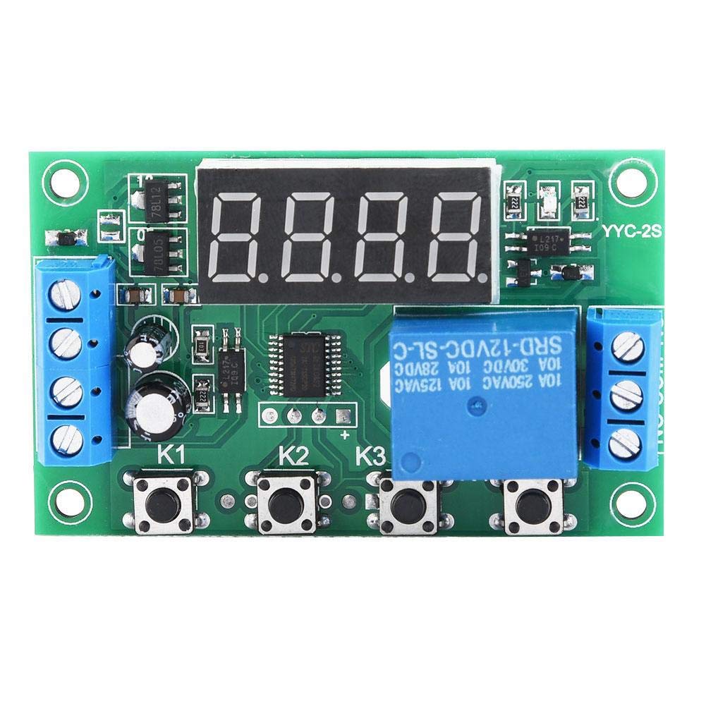 Hilitand 12V LED Display Adjustable Timer Relay Switch Module - Digital Countdown Timer for Home Automation, DIY Projects, and Electrical Control (Green)