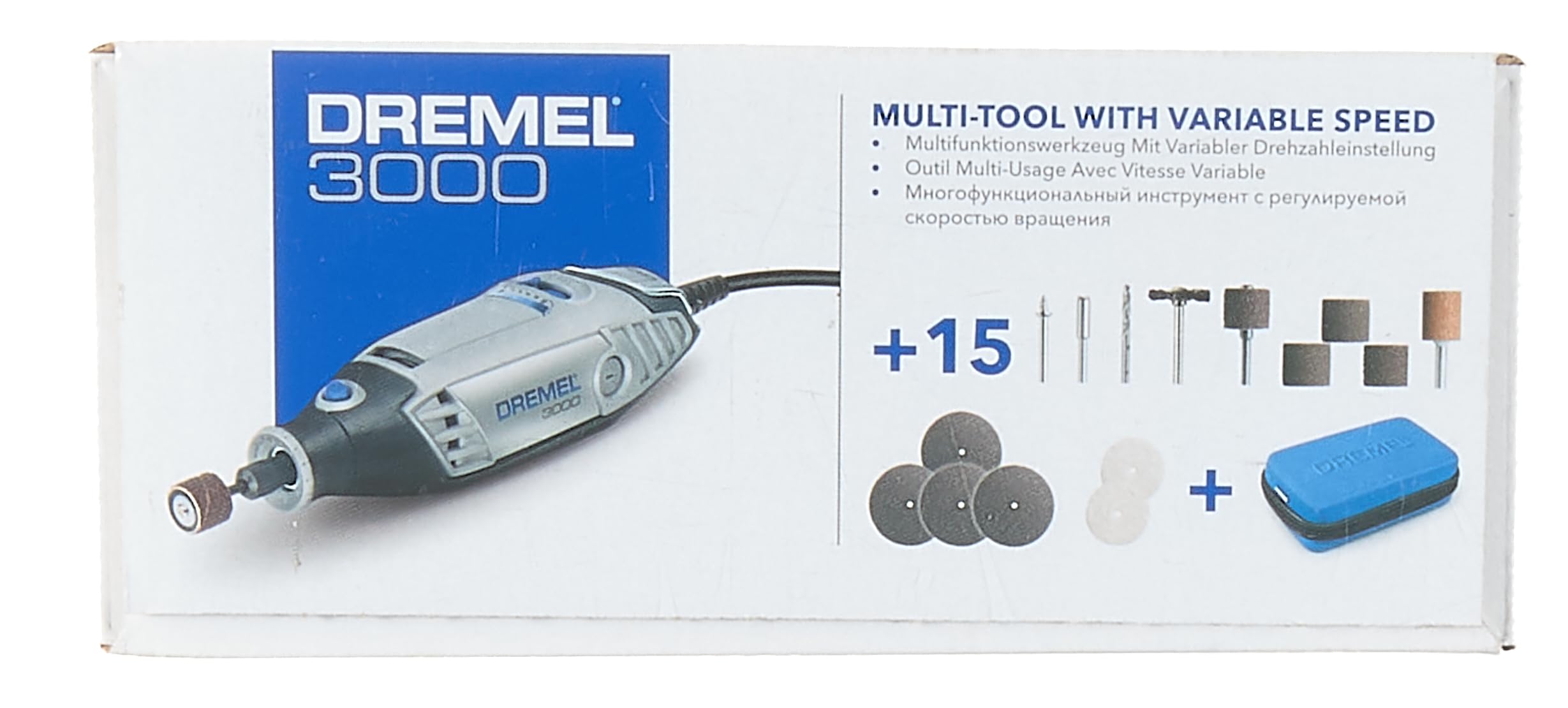 Dremel 3000 Rotary Tool Kit - 130W Variable Speed (10,000-33,000 RPM) with 15 Accessories & Storage Case for Carving, Engraving, Milling, Grinding, Cleaning, Polishing, Cutting & Sanding | Perfect for DIY Projects, Woodworking, Metal Crafting & Home Repairs