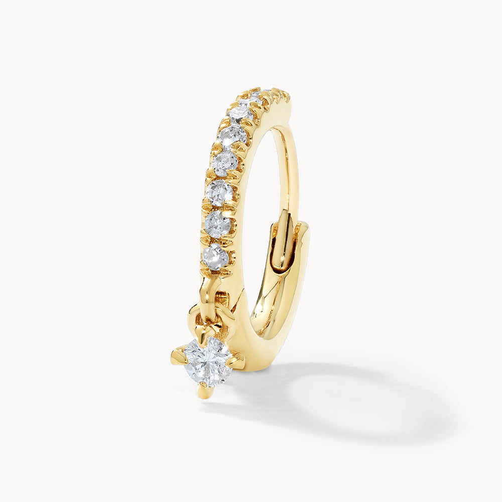 10k Gold Diamond Drop Single Huggie Earrings for Women - Minimalist Dainty Everyday Jewelry for Work, Date Night & Special Occasions