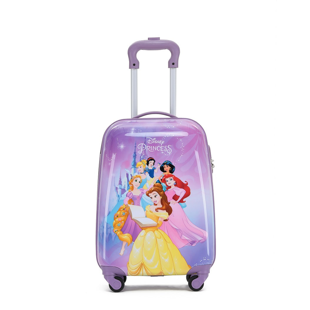 Disney Princesses DIS168 17-Inch Small 4-Wheel Hard Shell Suitcase Purple - Perfect for Kids Travel, School Trips & Sleepovers