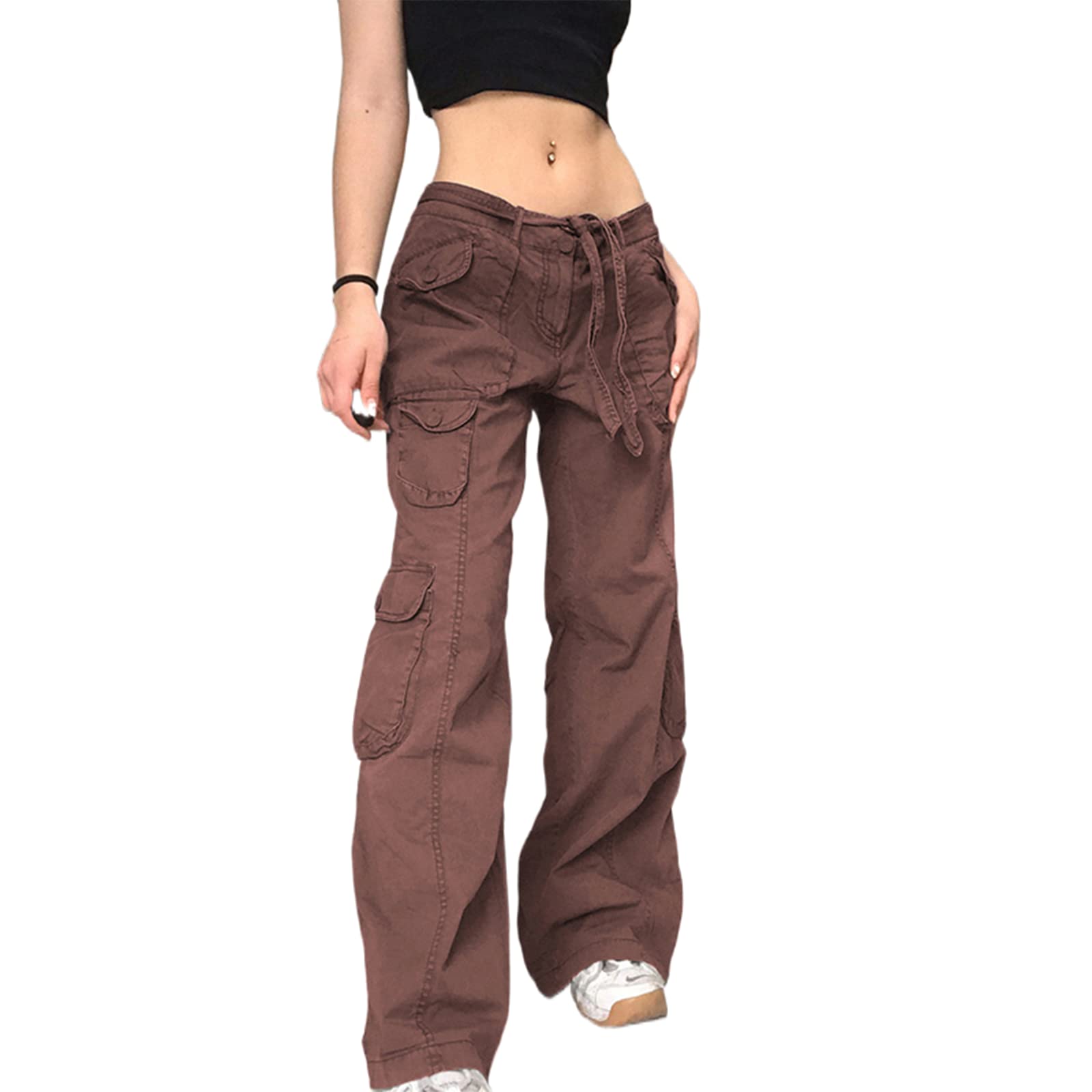Women's Low Rise Baggy Cargo Jeans - Vintage Boyfriend Wide Leg Straight Pants for Streetwear | Casual Outfit, Urban Fashion & Everyday Wear