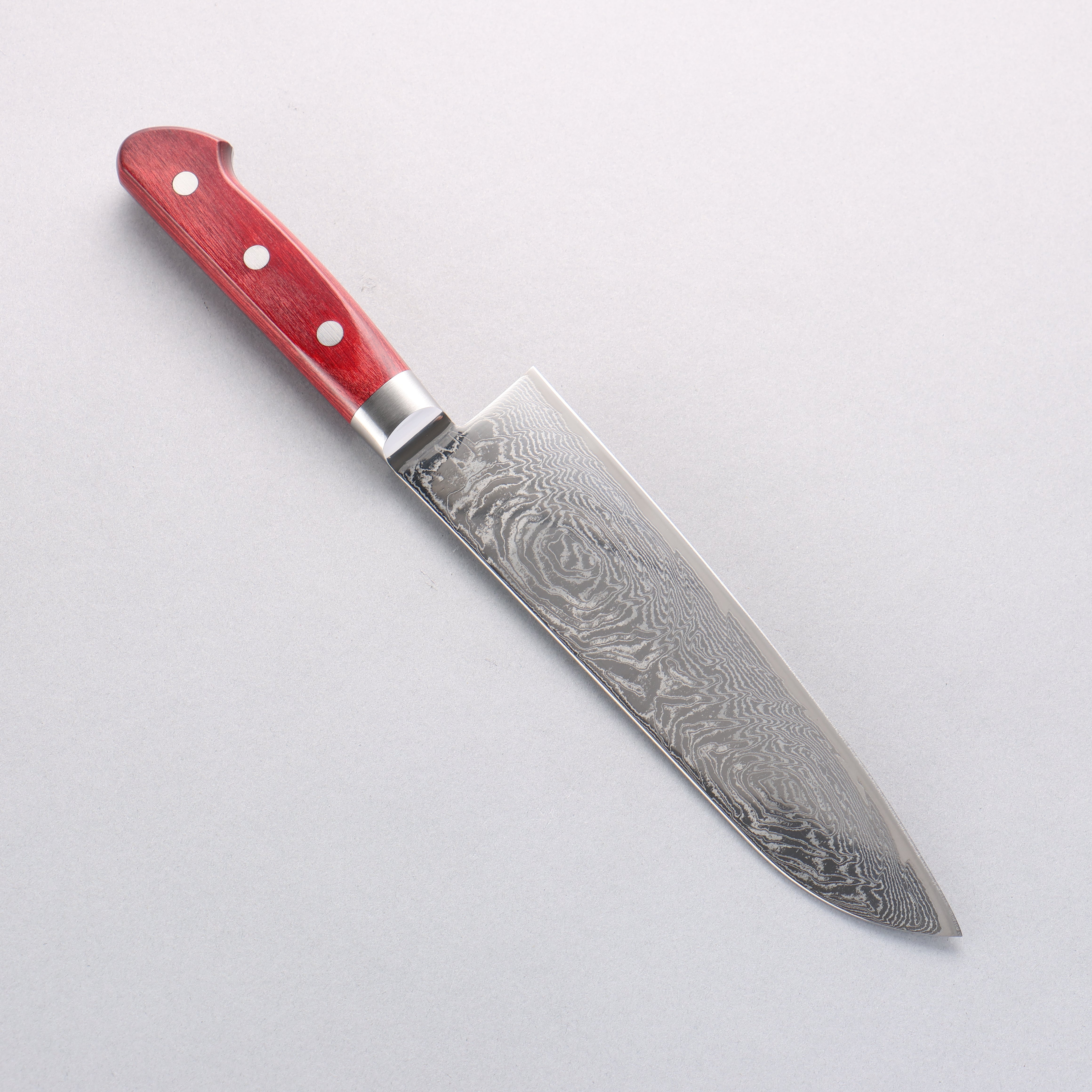 Premium Seisuke Nami AUS10 Damascus Santoku Knife 180mm - Mirrored Finish, Red Pakka Wood Handle - Japanese Kitchen Knife for Professional Chefs & Home Cooking - Perfect for Slicing, Dicing & Chopping Vegetables, Meat & Fish