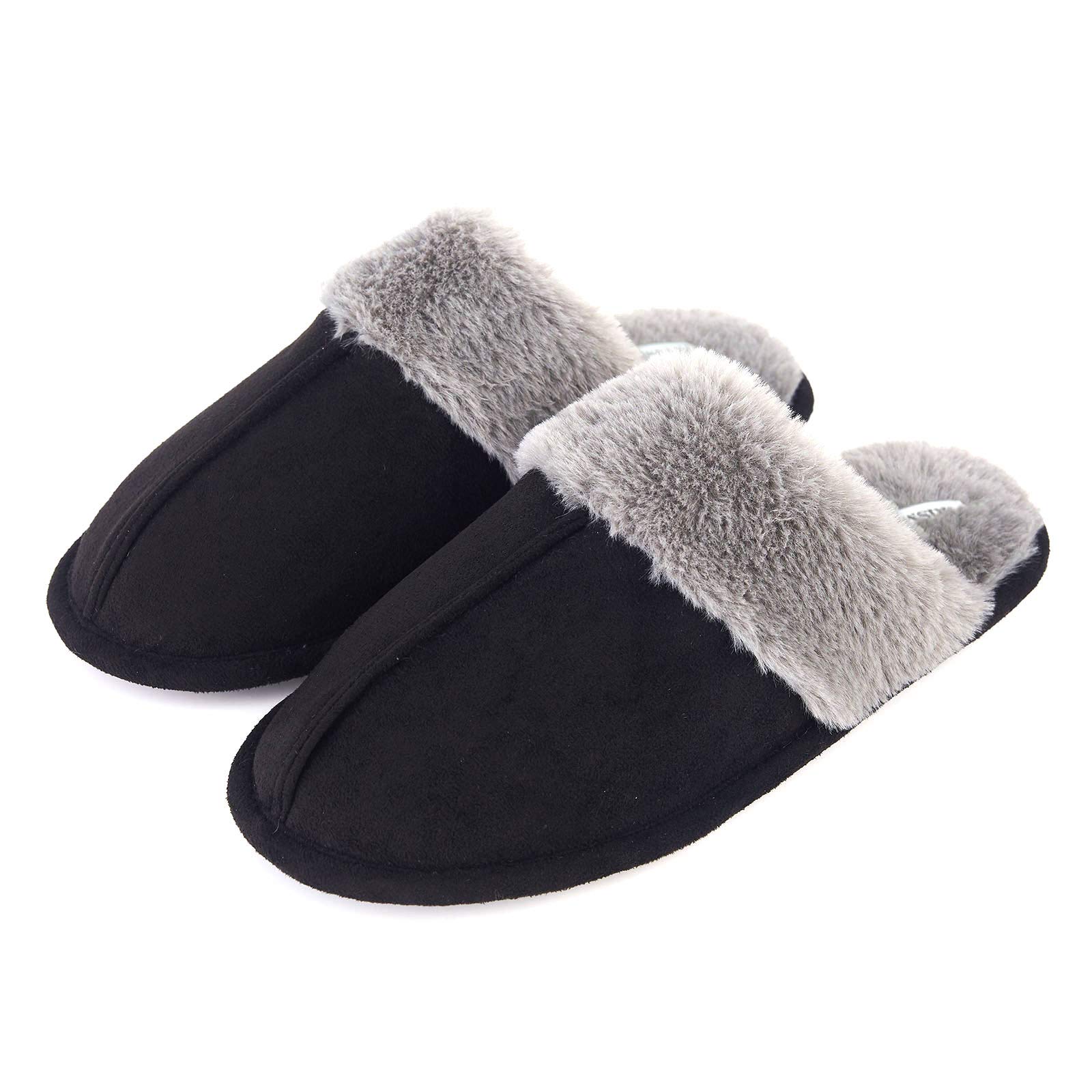 IRISMON Women's Faux Suede Memory Foam Slippers - Cozy Warm Fur-Lined House Shoes with Anti-Slip Sole, Breathable Fuzzy Indoor/Outdoor Slippers for Home, Office & Travel Comfort