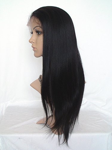 8-Inch Lace Front Human Hair Wig - 100% Cambodian Virgin Remy Hair, Italian Yaki Straight Style in #1B Off Black | Perfect for Daily Wear, Cosplay & Special Occasions