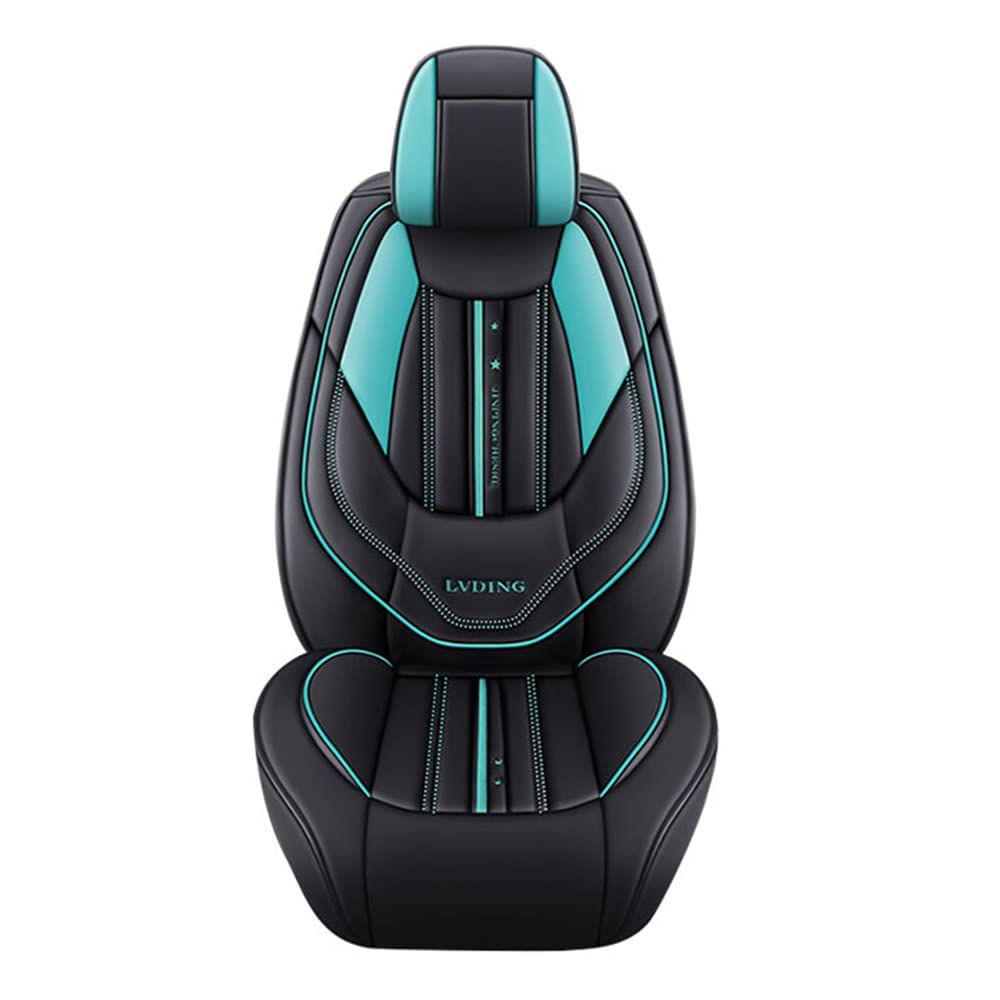 Vonzasi Waterproof Car Seat Covers for Ford Explorer 2020-2021 - 5-Piece Full Set with Airbag Compatibility (Black/Green) - Durable Seat Protectors for Road Trips & Family Travel