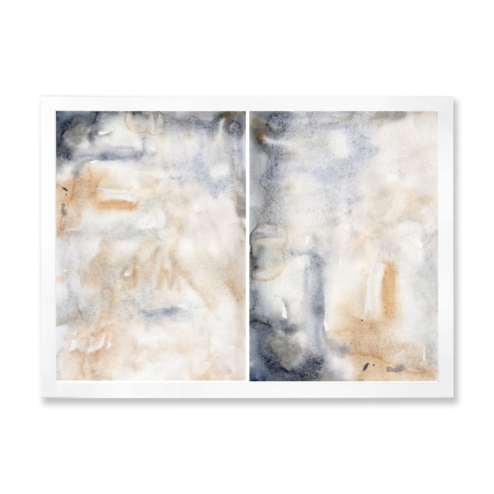 DesignQ Paste - Abstract Dark Blue and Beige Modern Framed Wall Art for Living Room, Bedroom & Office Decor | Premium Canvas Painting for Home & Office Interior Design