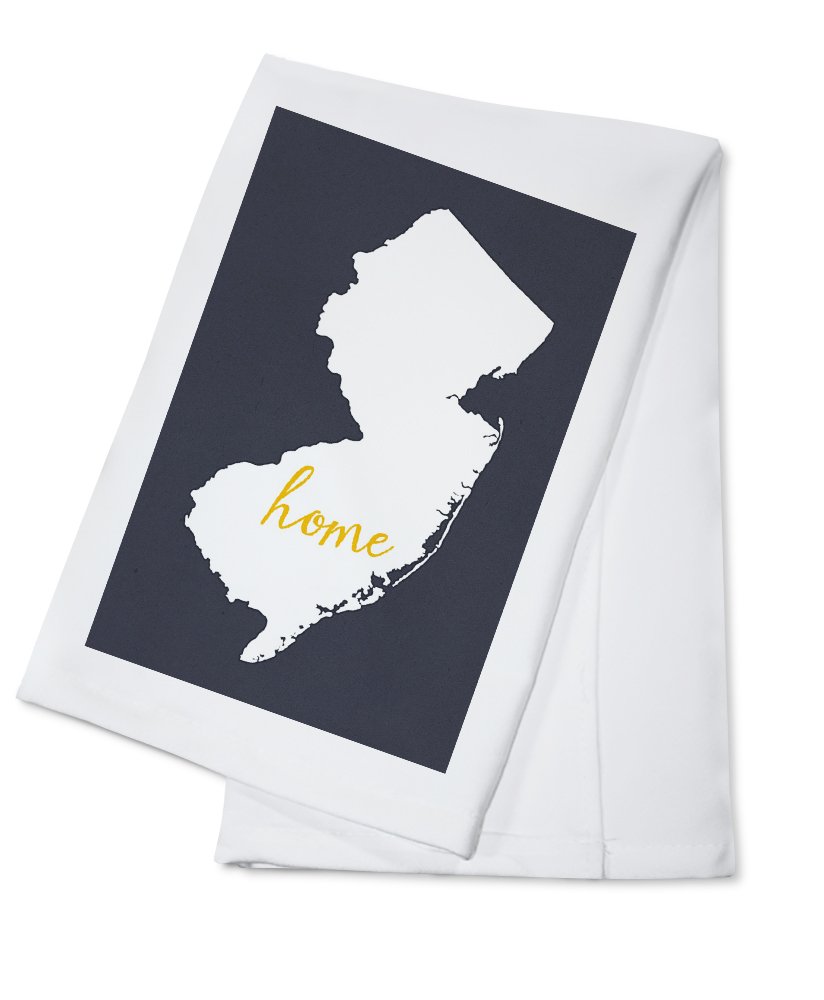 New Jersey State Themed 100% Cotton Tea Towel - Decorative Hand Towel for Kitchen & Home - White on Gray Design - Perfect for Dish Drying, Gift Giving & Home Decor