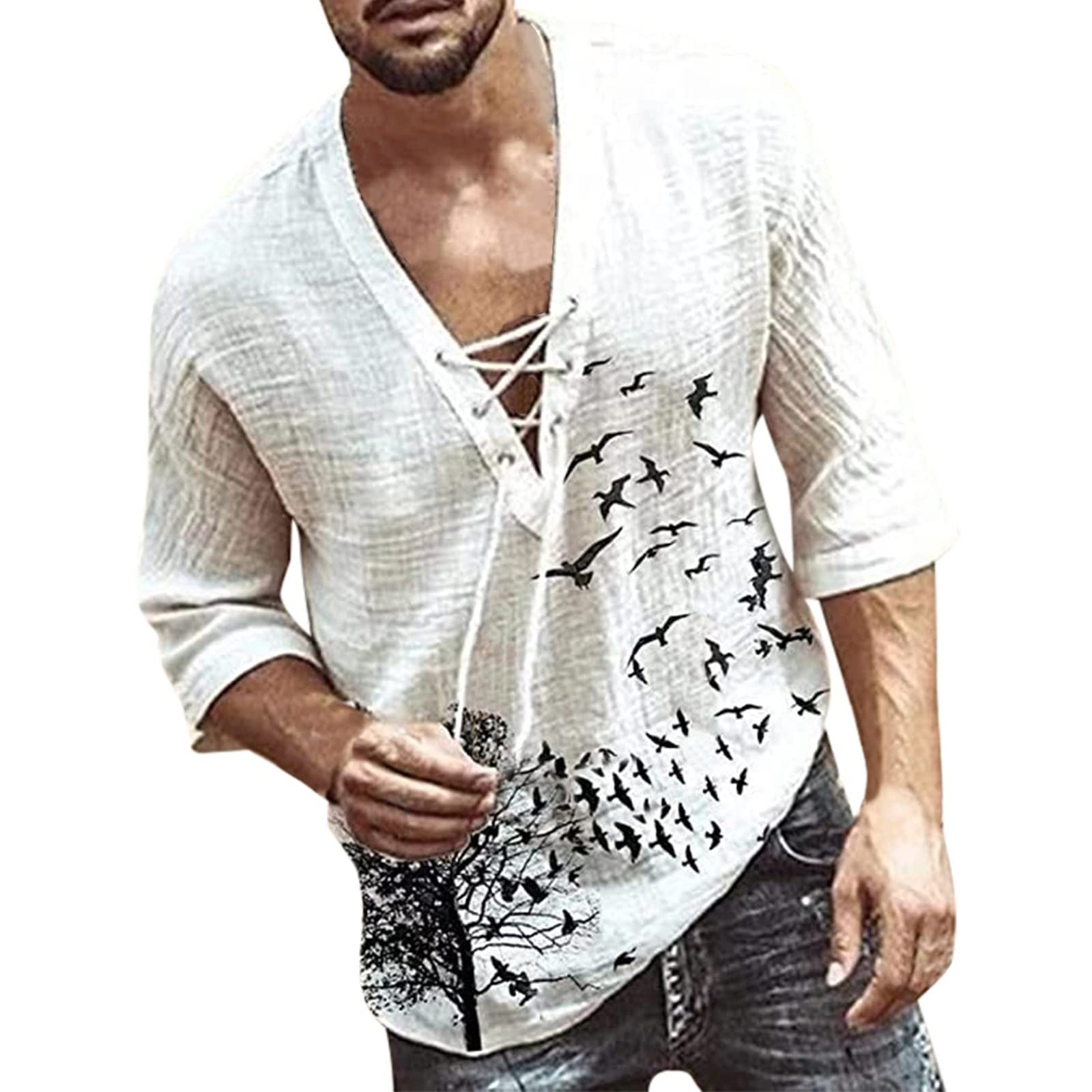 Vintage Printed Loose Fit Men's T-Shirt - Casual Daily Wear Cotton Tee for Street Style & Weekend Outfits