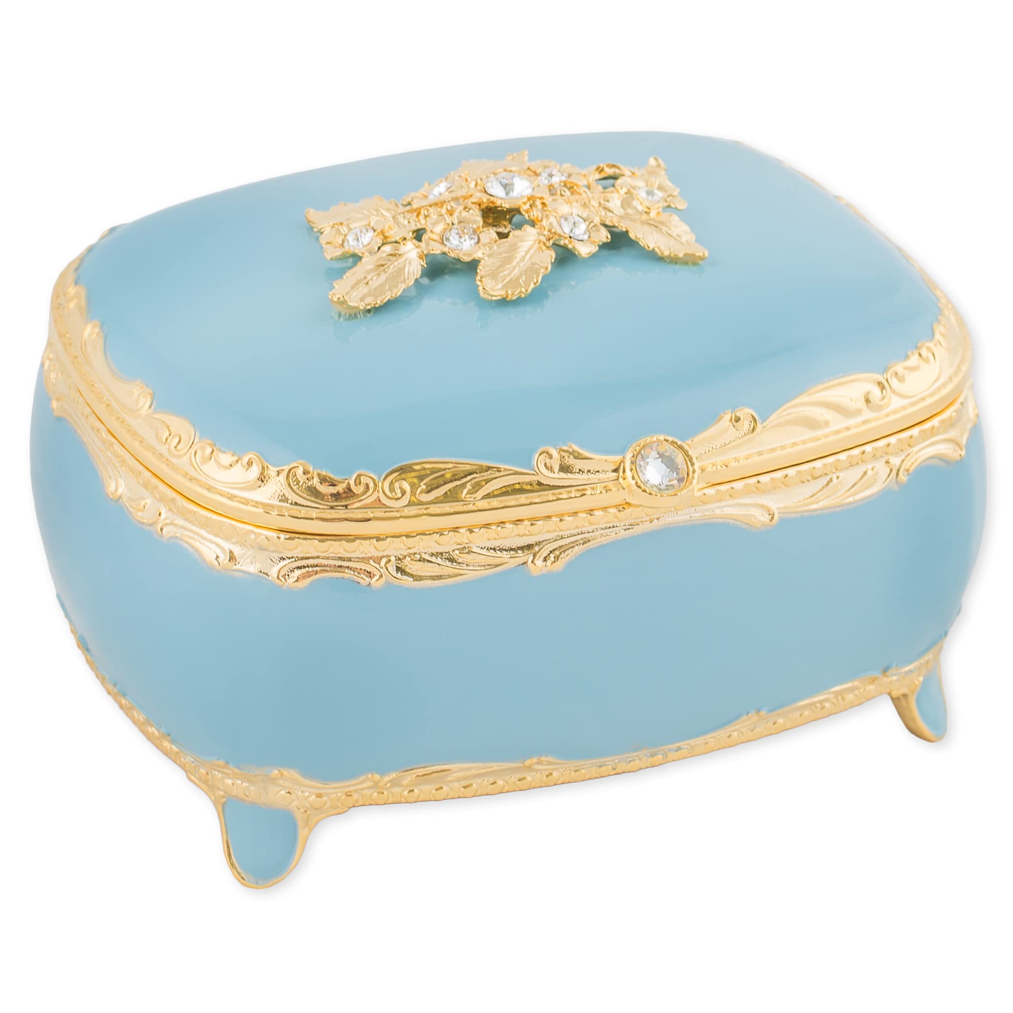 Elegant Blue Animated Butterfly Music Jewelry Box with Austrian Crystals | Plays Canon in D | Jewelry Storage with Lined Compartment | Perfect Gift for Birthdays, Anniversaries & Home Decor