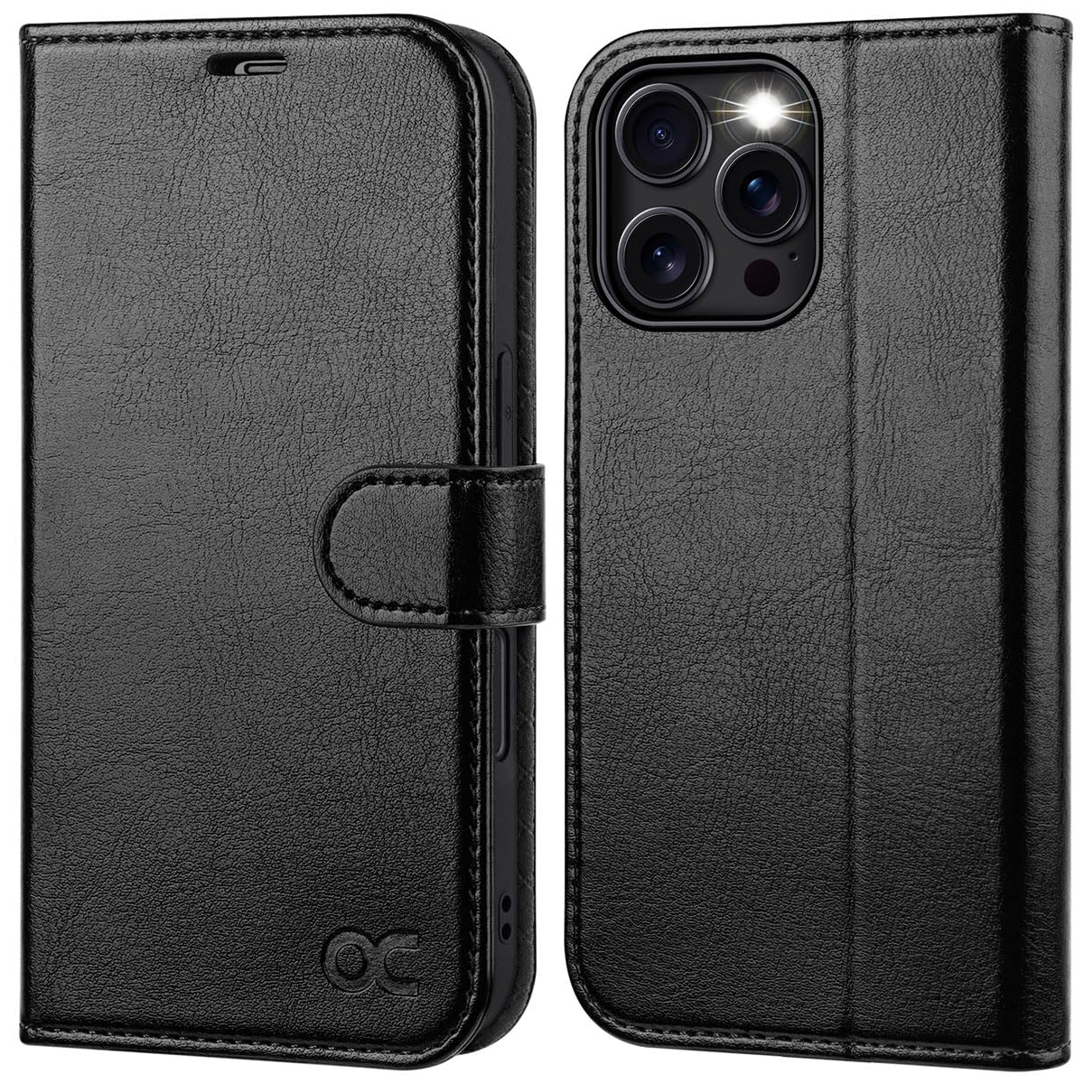 OCASE iPhone 16 Pro Wallet Case (6.3 Inch 2024) - Premium PU Leather Flip Folio Cover with Card Slots, RFID Blocking & Kickstand | Shockproof TPU Inner Shell | Perfect for Work, Travel & Everyday Use - Black