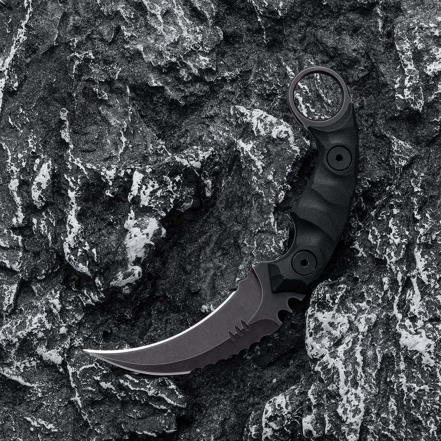 D2 Steel Fixed Blade Tactical Knife with G10 Handle - Double Edged Sharp Claw Knife for EDC, Outdoor Survival, Hiking & Camping - Includes Kydex Sheath (Black/Black) | Perfect for Bushcraft, Hunting, and Emergency Preparedness
