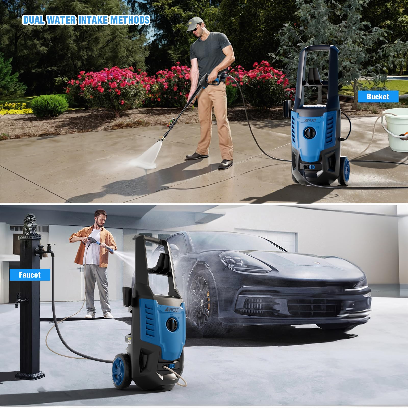 AIVOLT 4000PSI Electric Pressure Washer - Portable High Power Pressure Cleaner with 4 Nozzles & Foam Cannon for Car Washing, Fence Cleaning, Deck Maintenance & Outdoor Surface Cleaning | Perfect for Home, Garage, Driveway & Patio Use