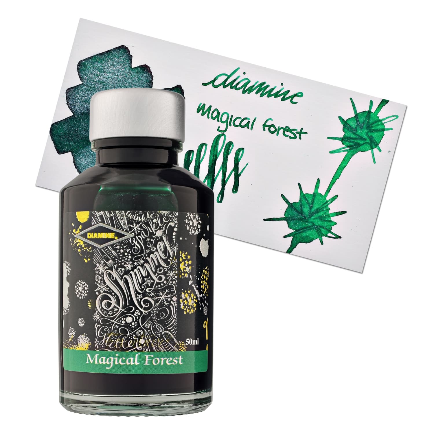 Diamine Shimmer Bottled Ink - Magical Forest Green (50 mL) | Vibrant Calligraphy & Fountain Pen Writing | Perfect for Journals, Art Projects & Lettering