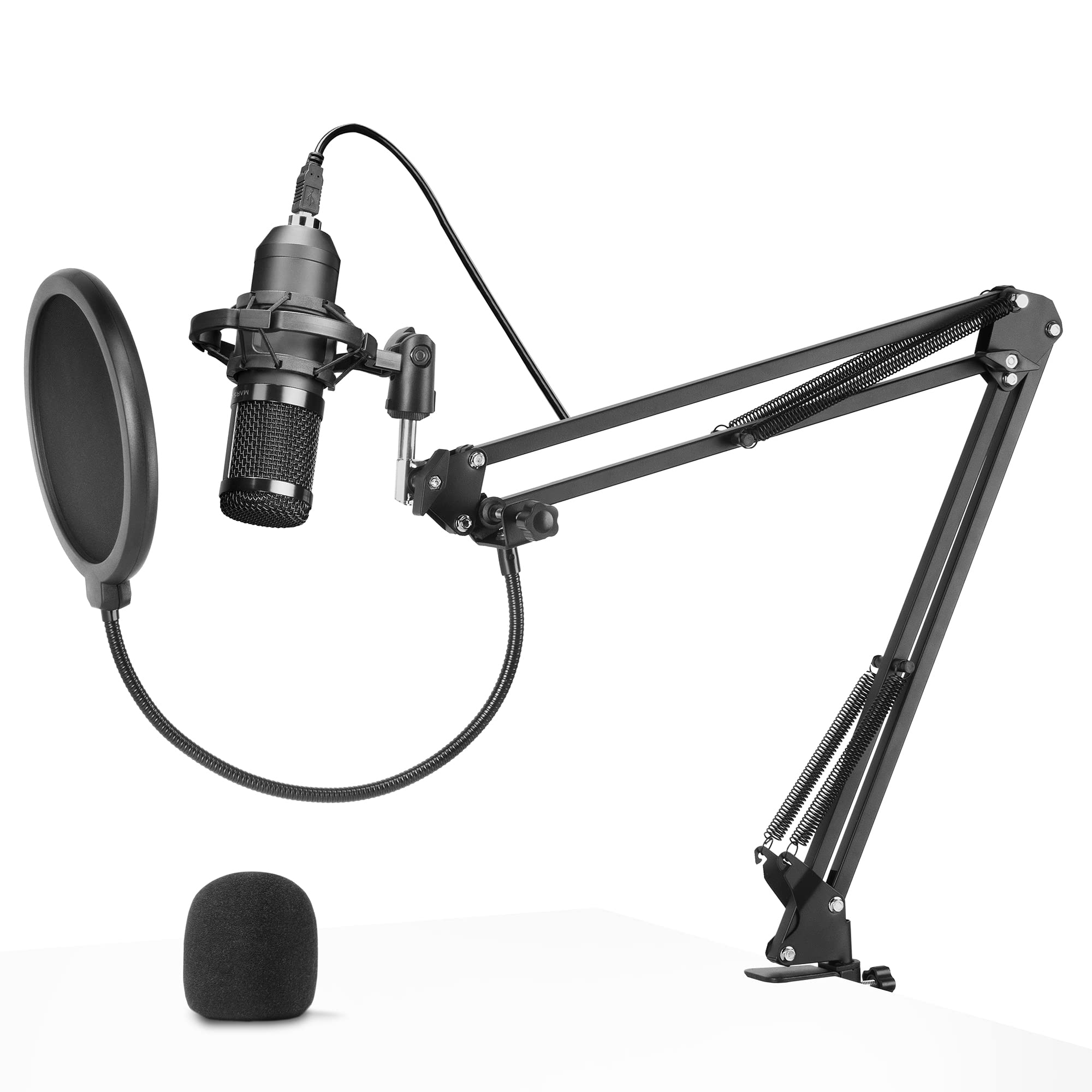 MARSGAMING MMICPRO USB Condenser Microphone for PC - High Definition Streaming & ASMR Mic - Compatible with Windows & Mac (Black) - Perfect for Gaming, Podcasting, Voiceovers & Live Streaming