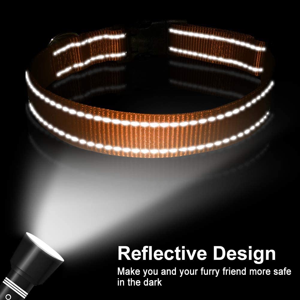 Reflective Nylon Dog Collar for Small Dogs - Adjustable Puppy Collar with Quick Release Buckle, 3/8