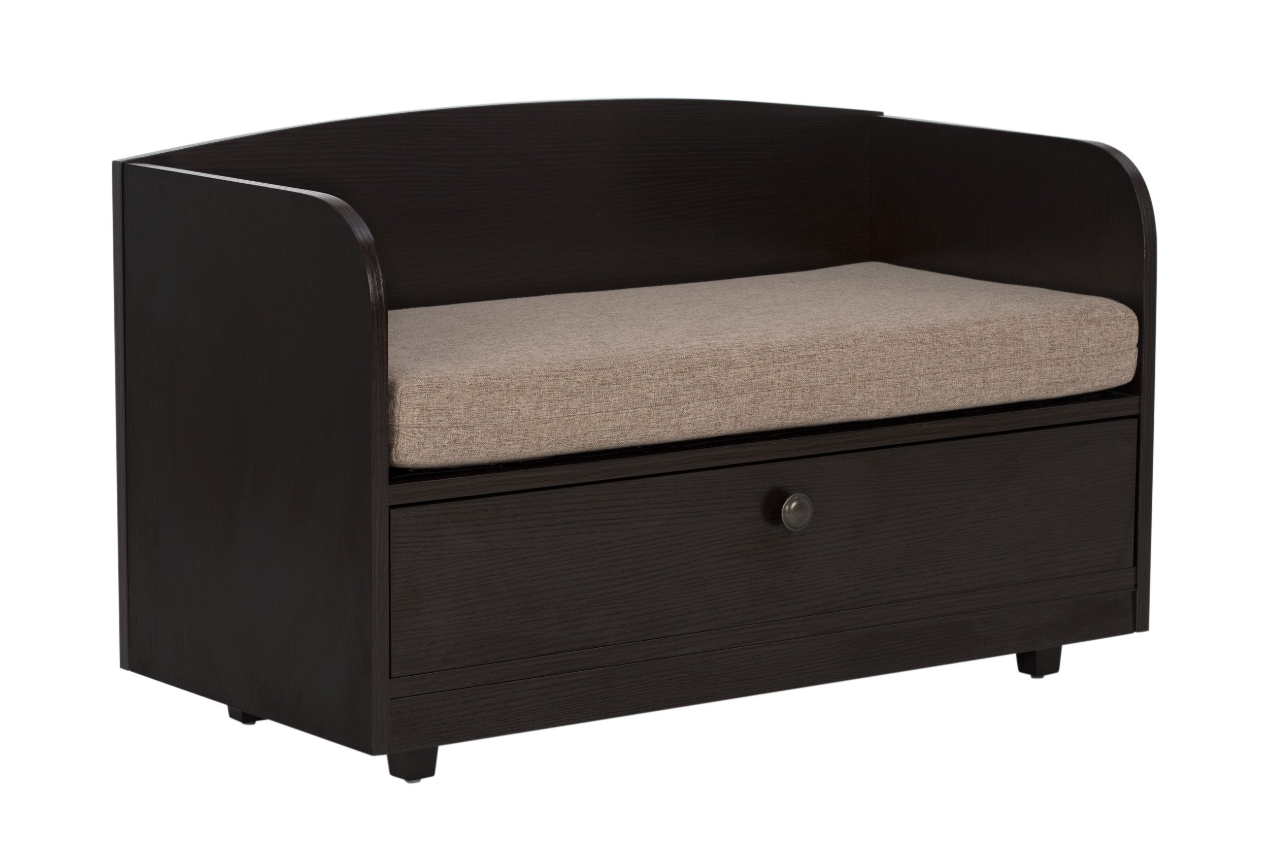 Premium Paws & Purrs Pet Bed with Storage Drawer - Soft Washable Dog & Cat Bed in Espresso/Sand - Perfect for Living Room, Bedroom & Pet-Friendly Spaces