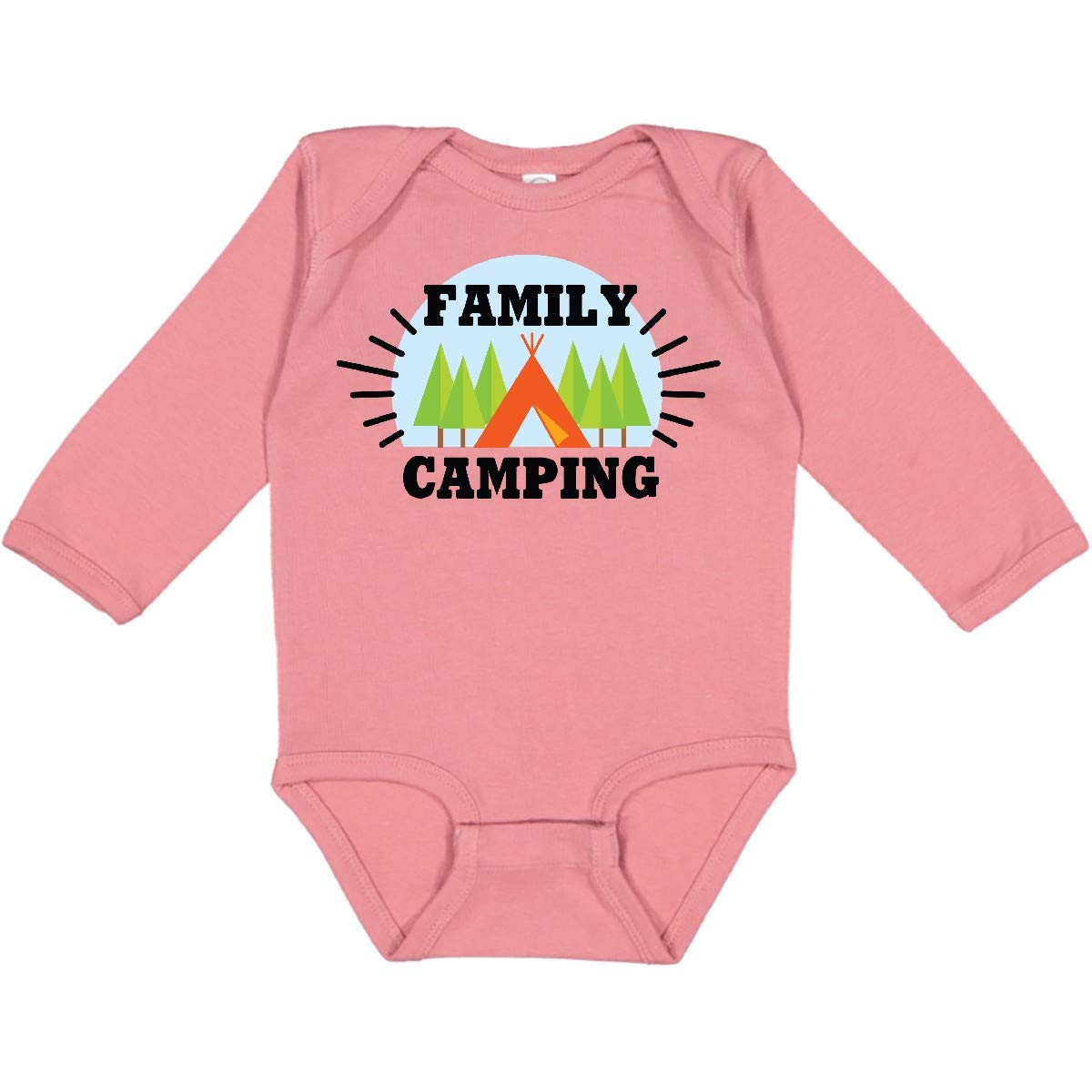 Inktastic Family Camping with Tent and Trees Long Sleeve Baby Bodysuit - Cozy Outfit for Outdoor Adventures & Nature-Themed Photoshoots