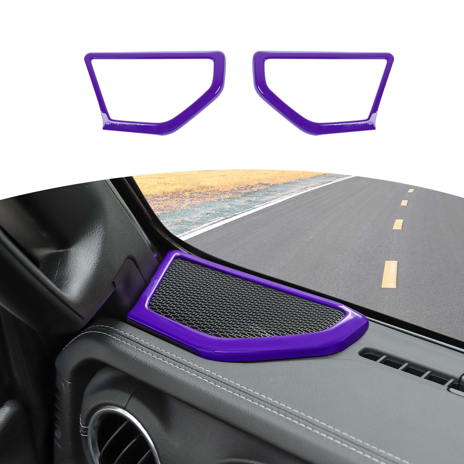 RT-TCZ A Pillar Speaker Trim Cover for Jeep Wrangler JL/JLU & Gladiator JT (2018-2024) - Purple Interior Accessories (2-Piece Set) | Perfect for Audio Upgrades & Custom Interior Styling