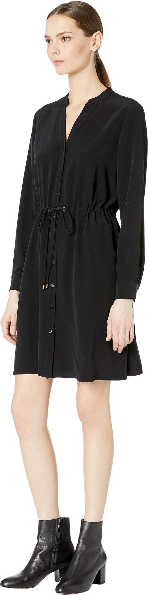 Eileen Fisher Women's Drawstring Waist Shirt Dress - Black, Medium | Casual Chic Office Wear & Summer Dress for Women