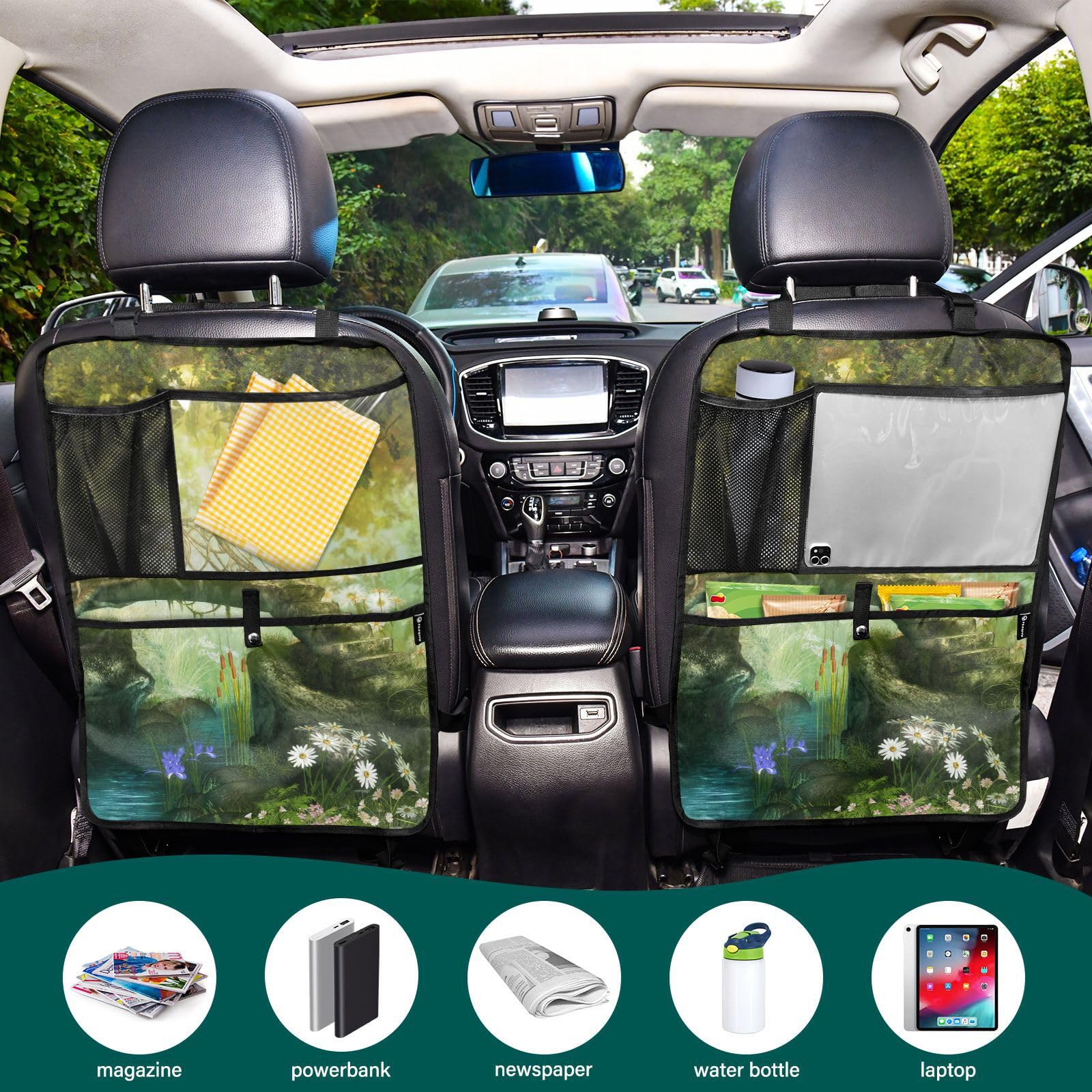 Bokkoy Car Backseat Organizer with Tablet Holder - 2 Pack Waterproof Kick Mats for SUV & Sedan, Back Seat Protector for Kids & Pets - Perfect for Road Trips, Travel & Daily Commute