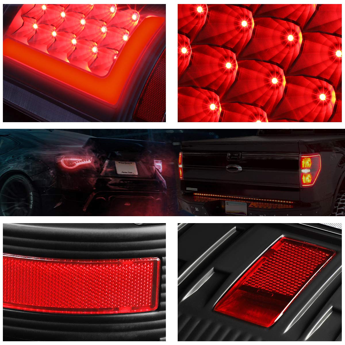PM PERFORMOTOR 3D LED L-Bar Tail Lights Brake Lamps Assembly - Compatible with 2009-2017 Dodge Ram 1500/2500/3500 - Black Housing & Clear Lens - High Visibility LED Lighting for Night Driving & Enhanced Safety