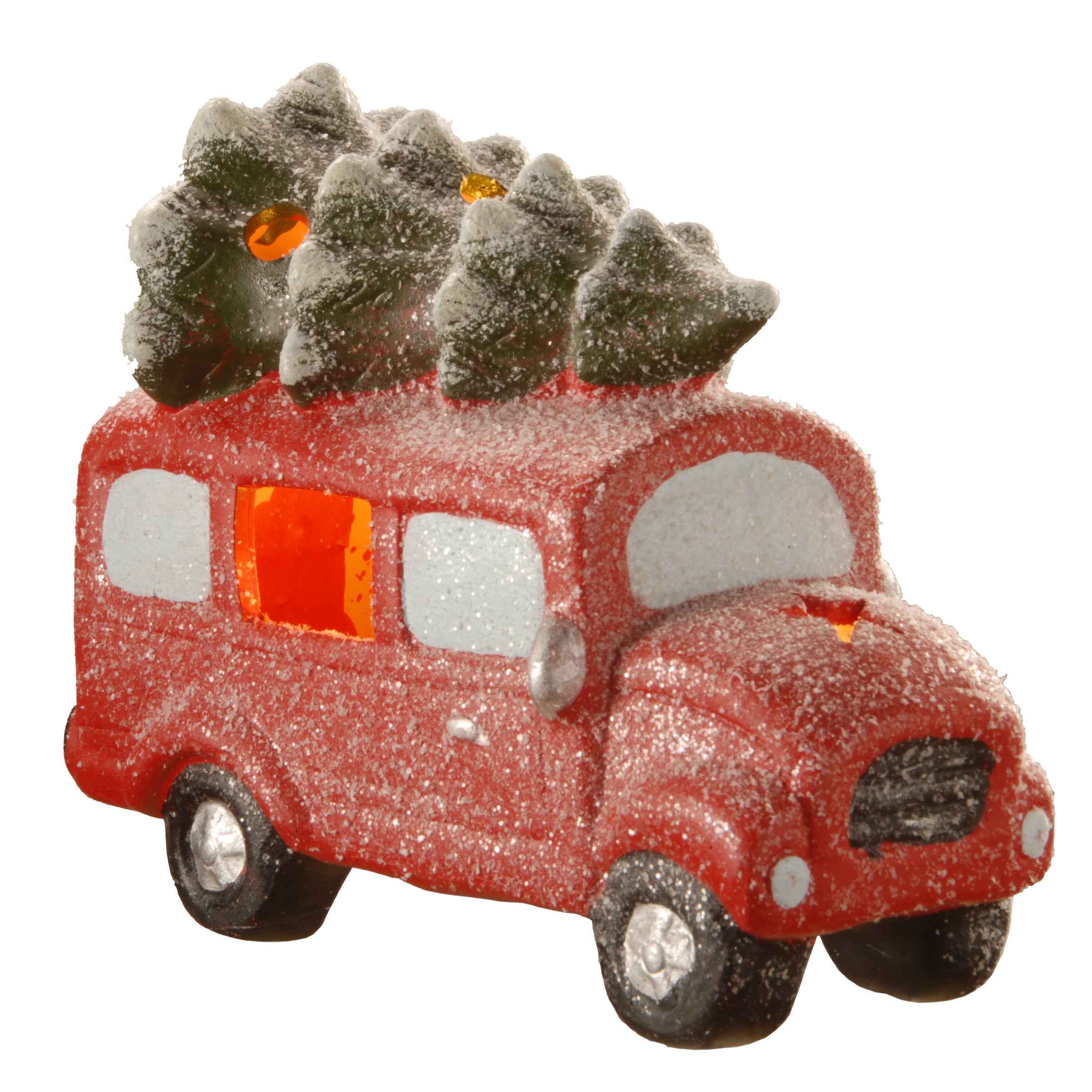 7 Inch Terracotta Holiday Truck Decor with Warm White LED Lights - Perfect for Christmas, Winter, and Home Decoration