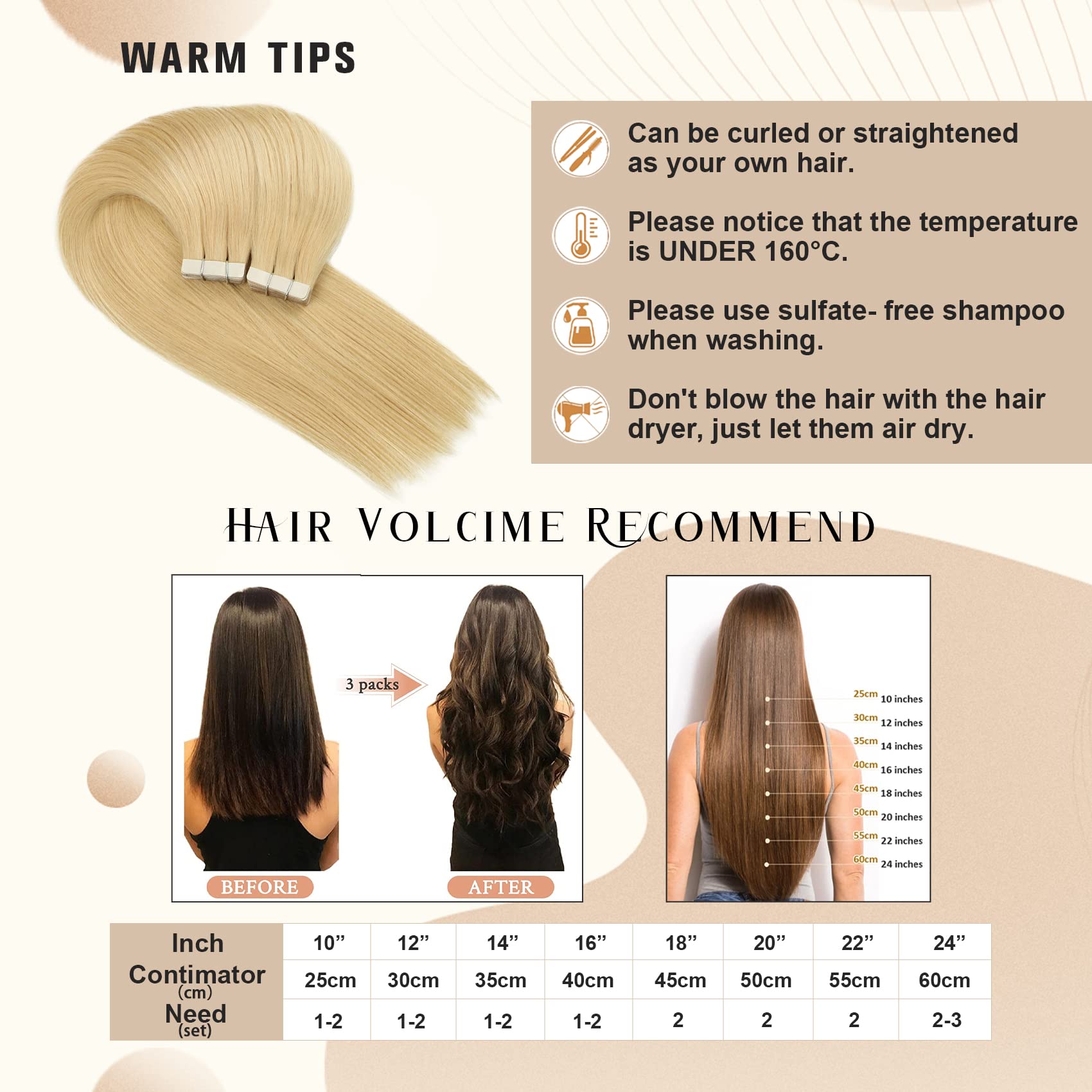 Premium 22Inch Tape-in Human Hair Extensions – Bleached Blonde 613# (50g/set 20pcs) | Seamless, Straight, Soft, No Tangling & No Shedding | Strong Adhesive for Long-Lasting Wear | Perfect for Daily Styling, Parties & Special Occasions