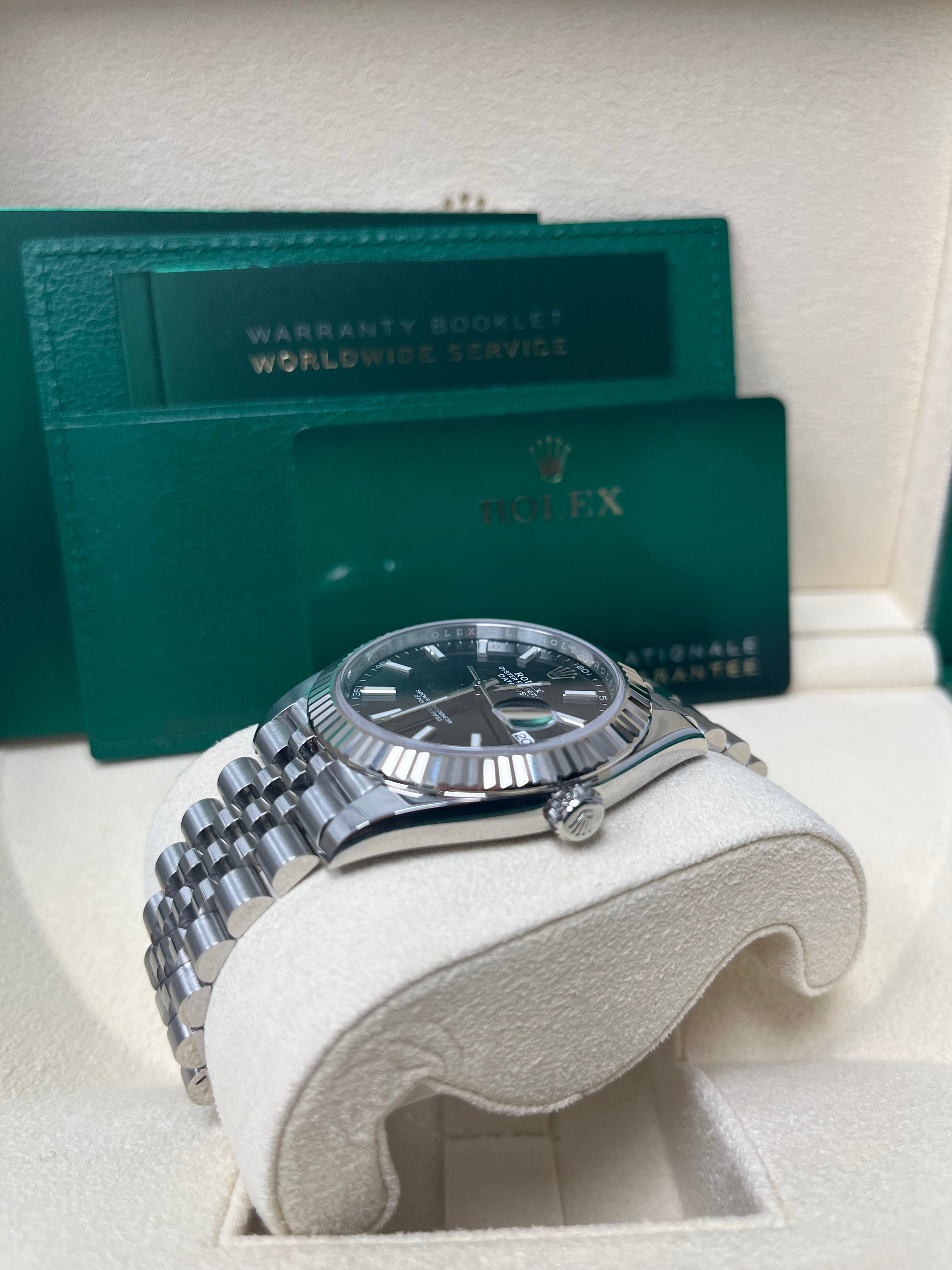 Rolex Datejust 41 Men's Watch - Stainless Steel & White Gold, Black Index Dial, Fluted Bezel, Jubilee Bracelet (Ref# 126334) | Luxury Dress Watch for Business & Formal Occasions