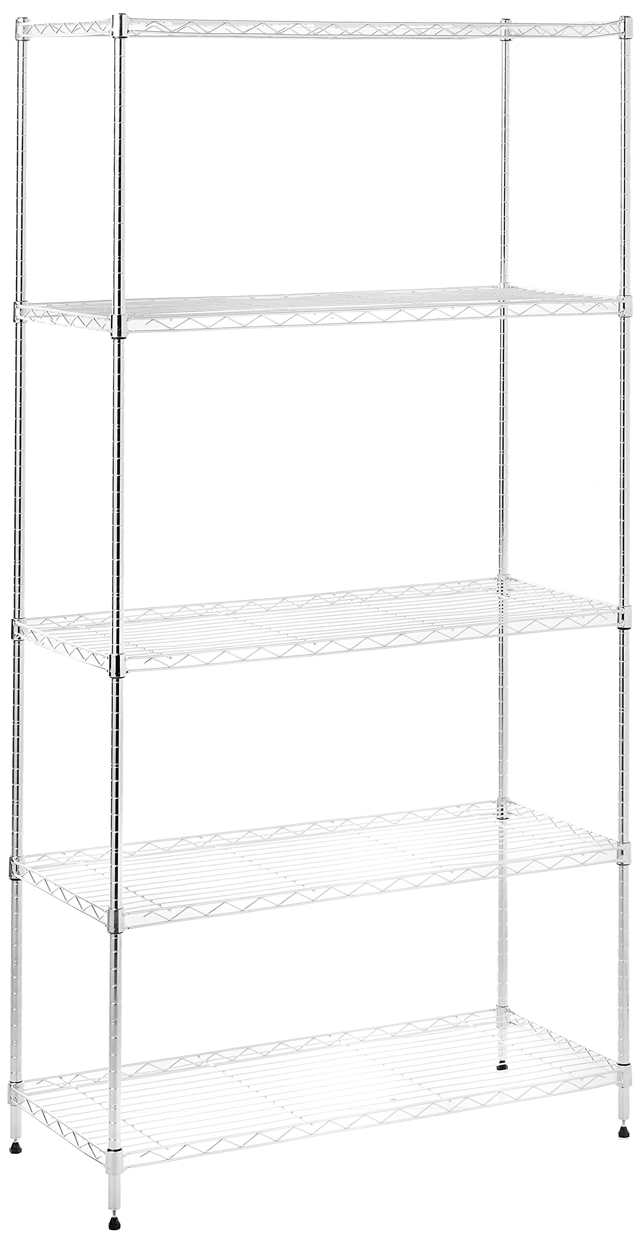IRIS USA 5-Tier Metal Wire Storage Shelf Unit - Heavy Duty Organizer Rack for Garage, Closet, Pantry & Home Organization (Silver)