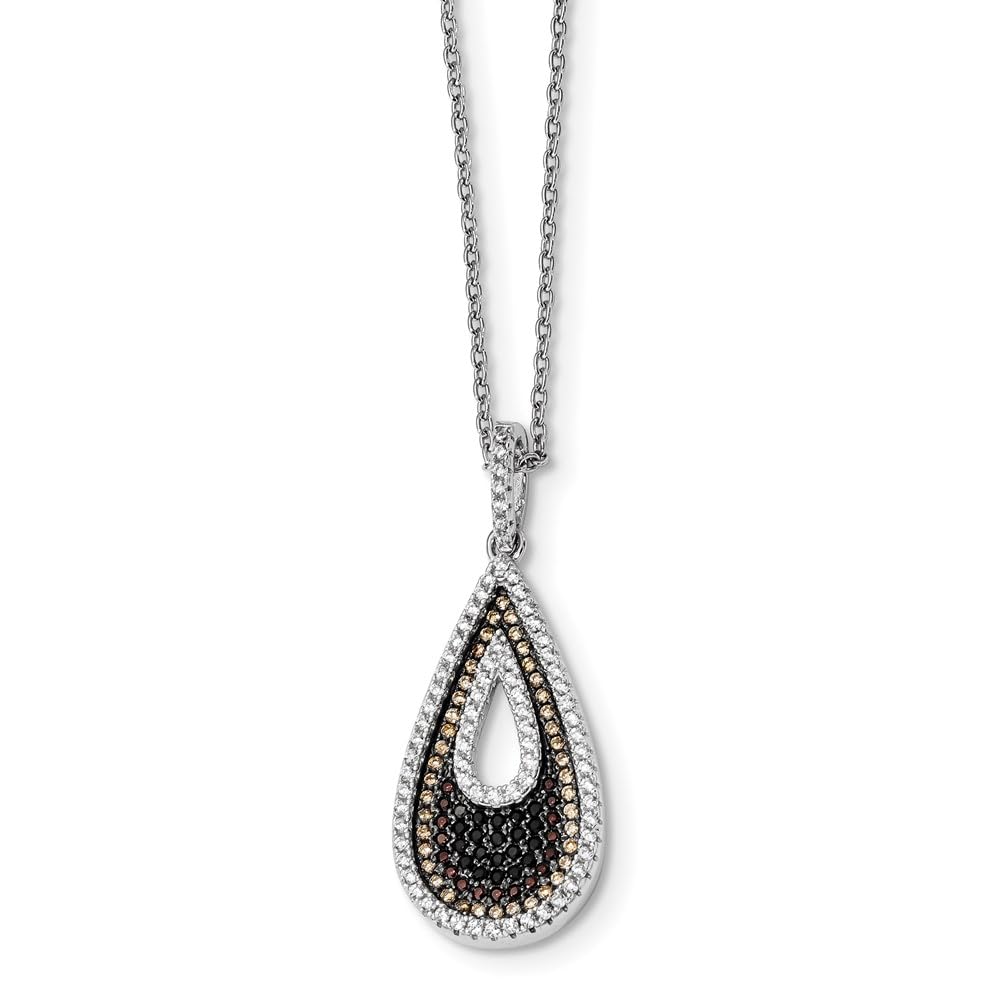 925 Sterling Silver Cubic Zirconia Teardrop Necklace for Women - Elegant Fine Jewelry Gift for Her, 18
