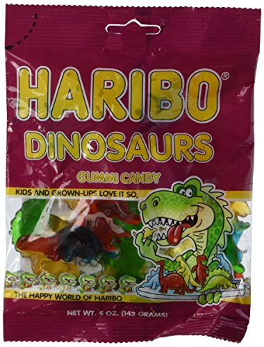 Haribo Dinosaurs Gummy Candy - 5 oz Bag (Pack of 2) | Delicious Fruit Flavored Chewy Candy for Kids Parties, Movie Nights & Snack Time
